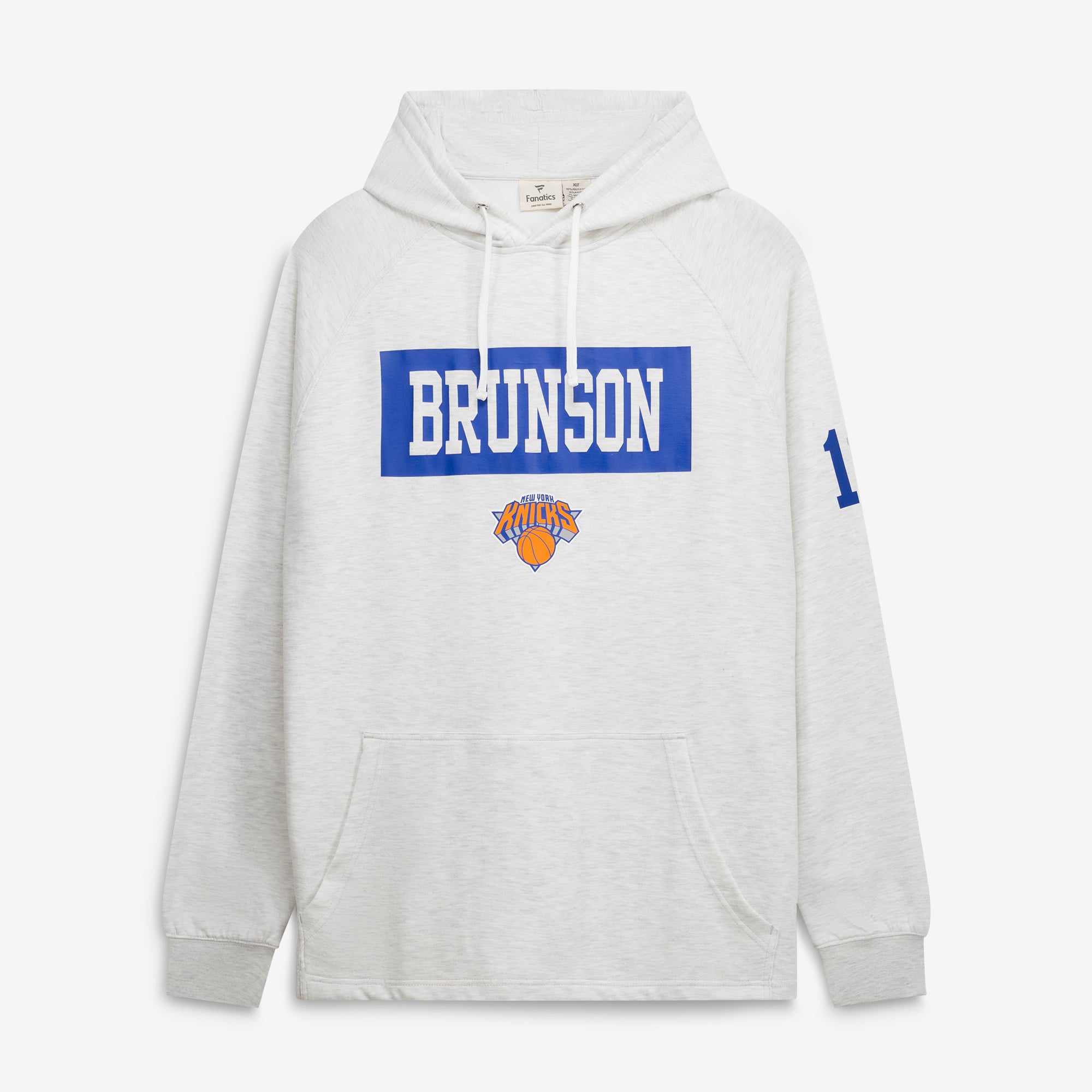 Sweat à capuche Jalen Brunson Heather Gray New York Knicks grandes tailles avec nom et numéro