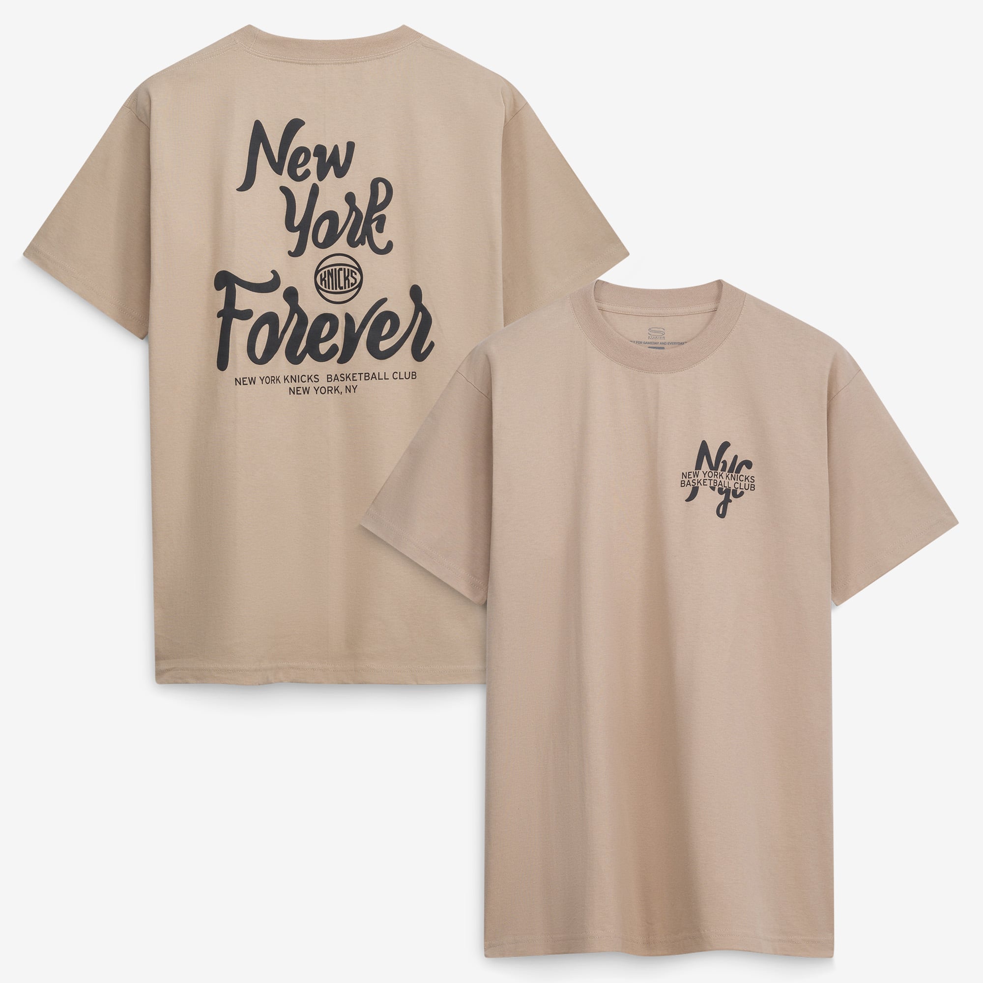 T-shirt surdimensionné Stadium Essentials pour homme, couleur beige, des New York Knicks, Forever
