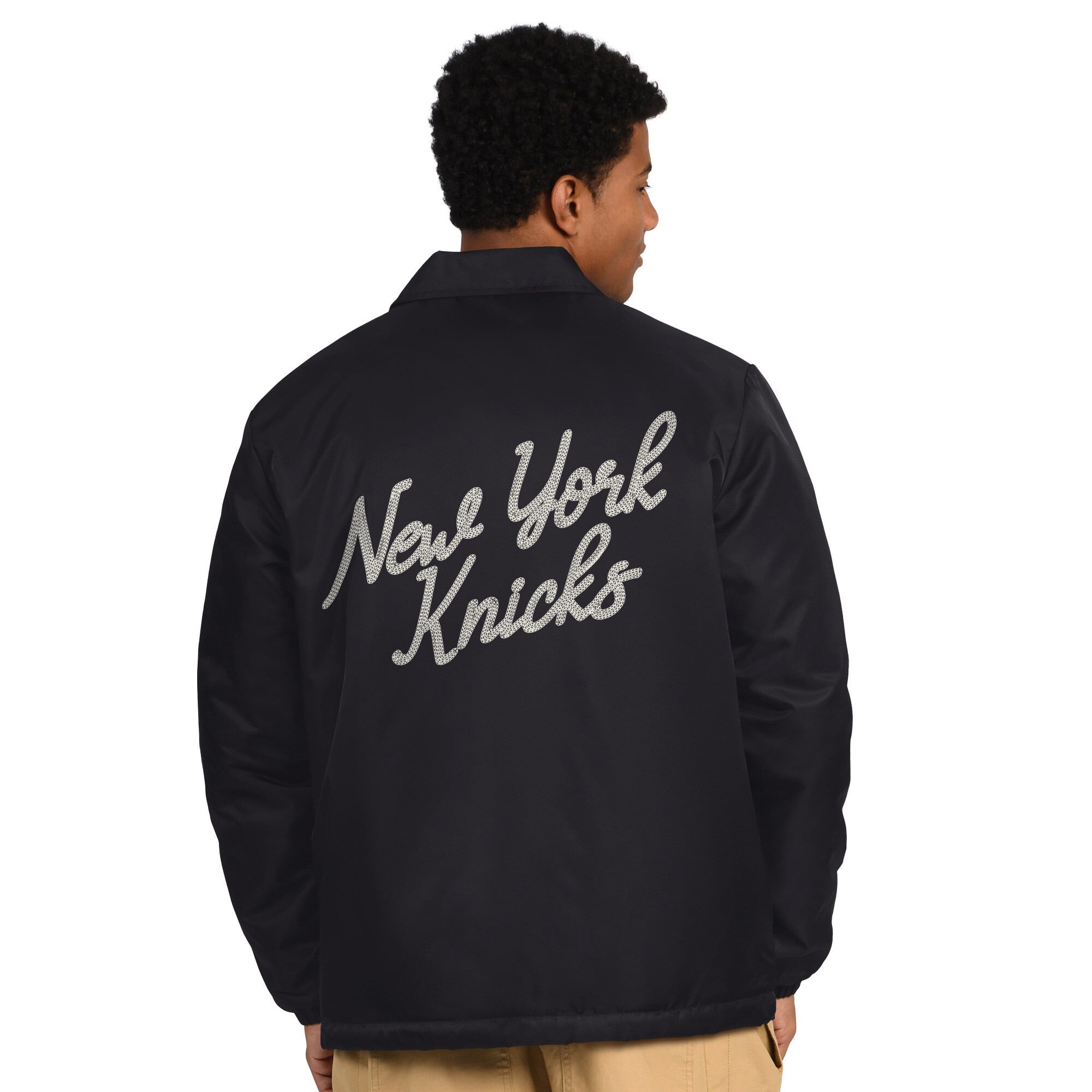 Veste d'entraîneur Starter noire pour homme, New York Knicks, à boutons-pression.