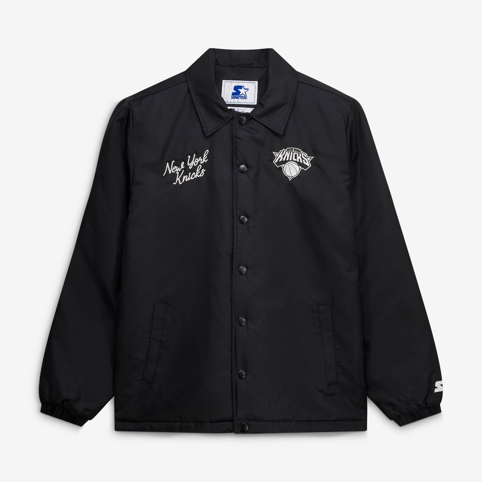 Veste d'entraîneur Starter noire pour homme, New York Knicks, à boutons-pression.