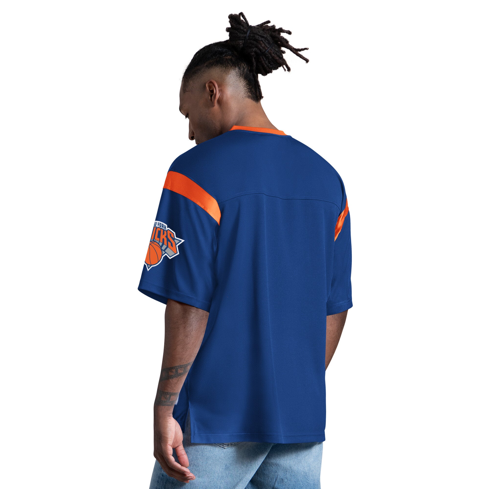 T-shirt à col en V Starter Blue New York Knicks pour homme
