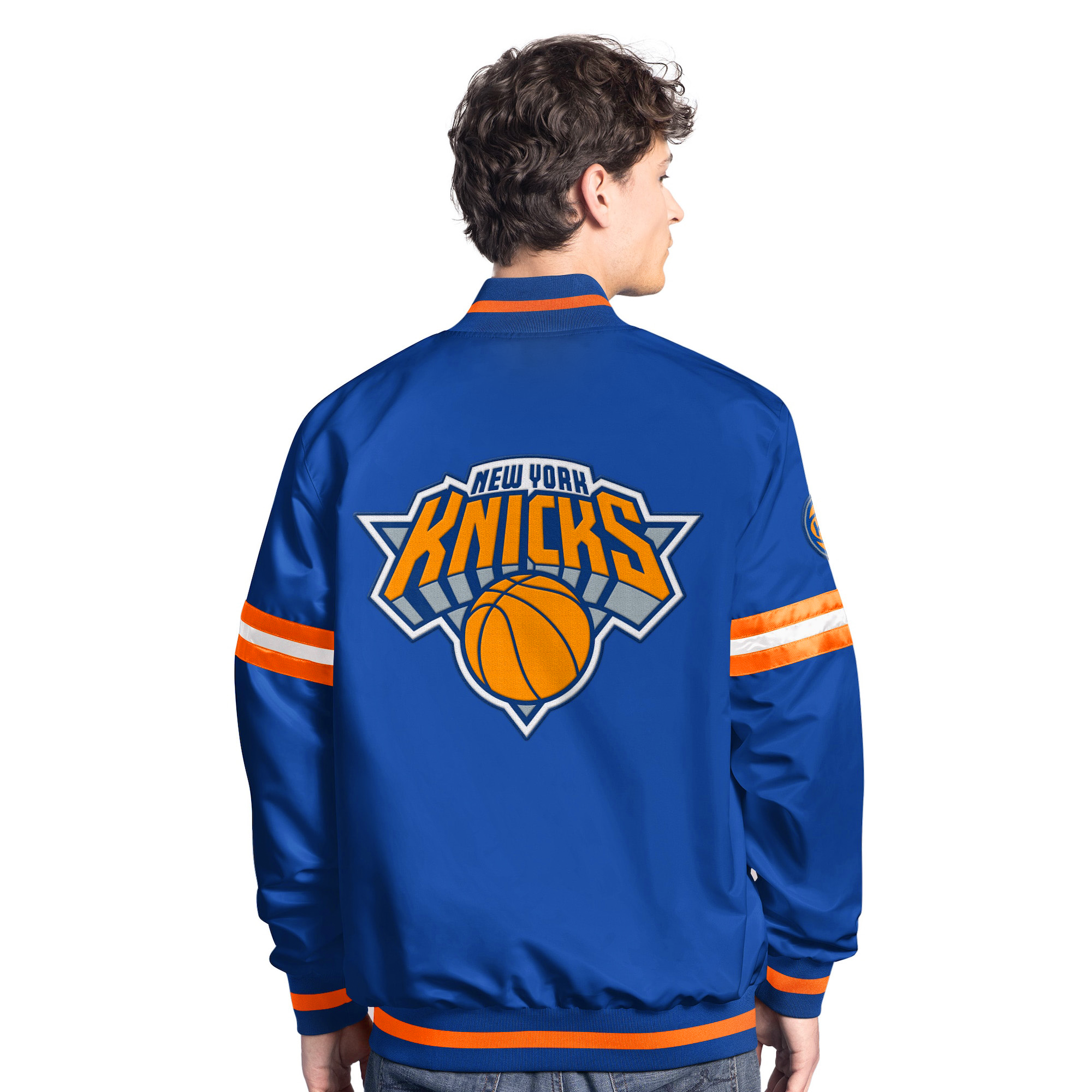 Veste universitaire Starter bleu/orange pour homme Scout des New York Knicks