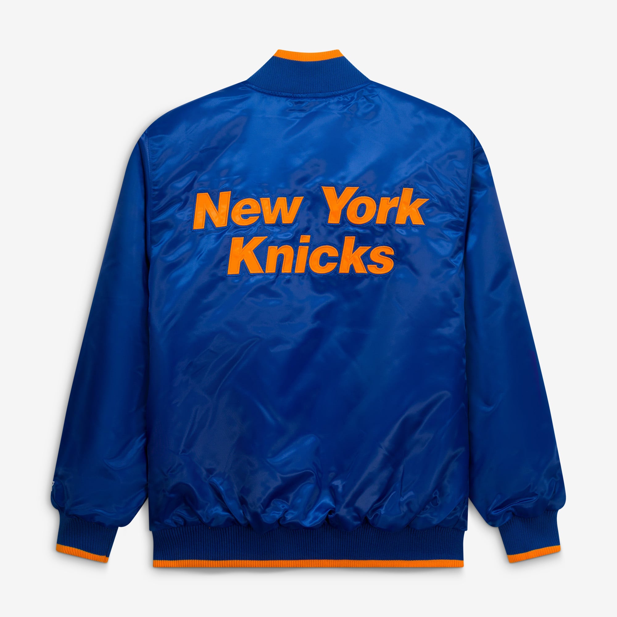 Veste universitaire en satin Ambassador pour homme, bleu/orange, des New York Knicks