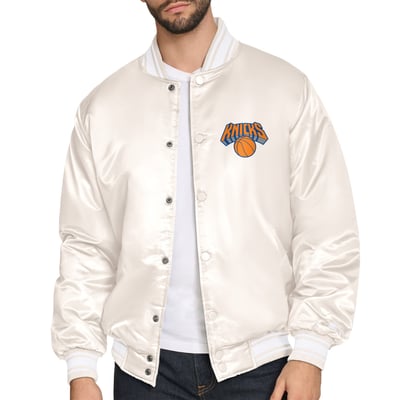 New York Knicks Starter Double Team Satin Varsity Full-Snap Jacket - Cream