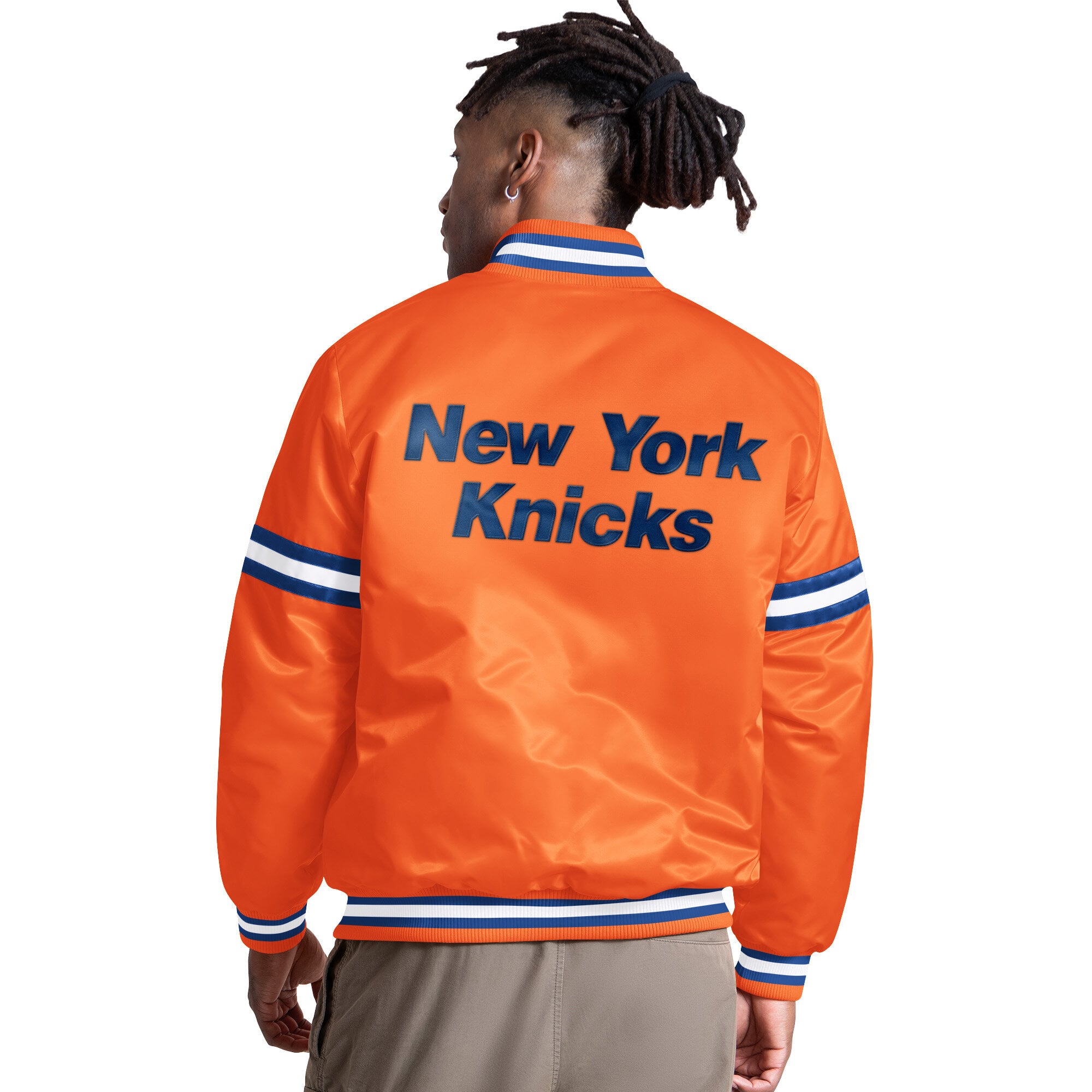 Veste universitaire Starter orange New York Knicks Courtside II pour homme