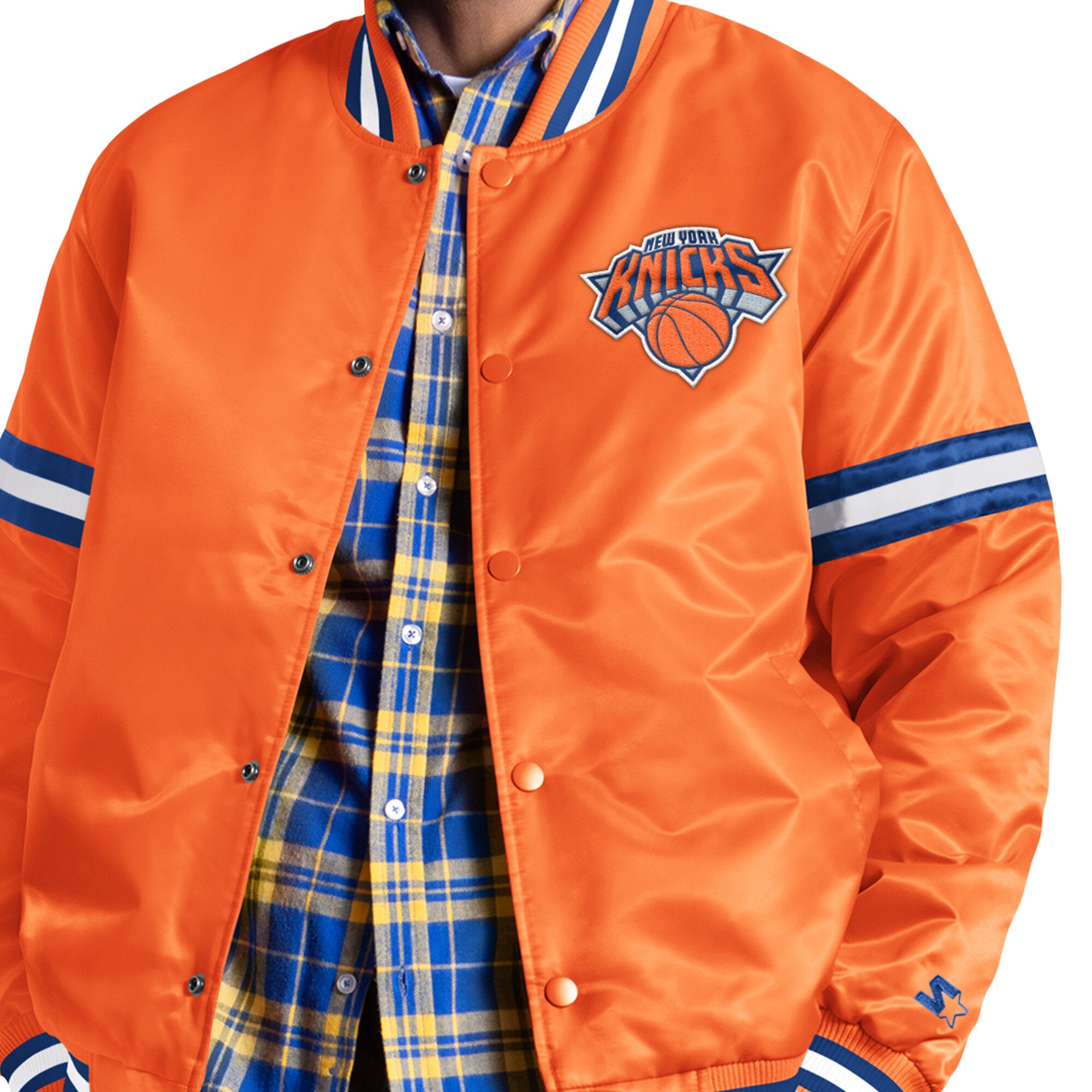 Veste universitaire Starter orange New York Knicks Courtside II pour homme