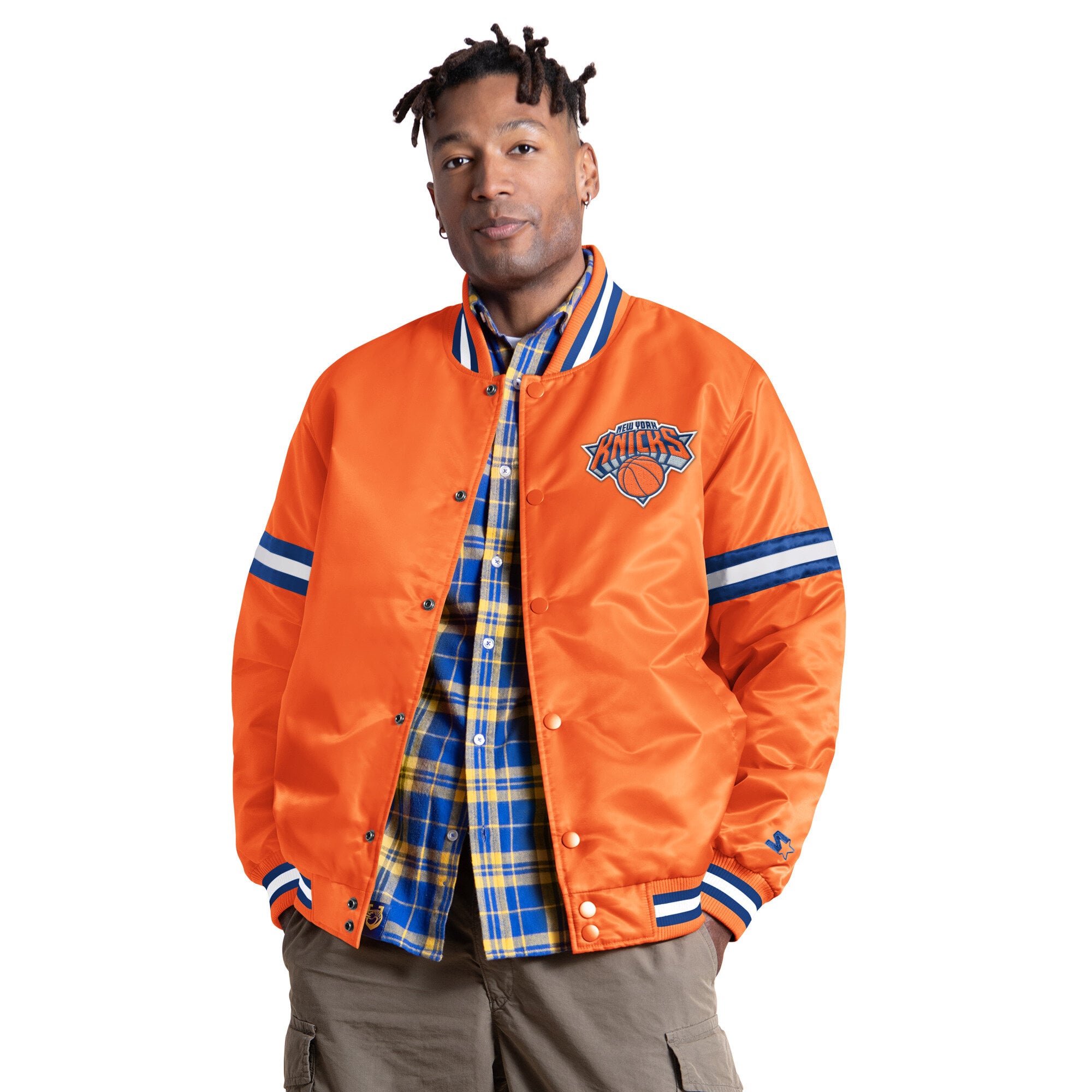 Veste universitaire Starter orange New York Knicks Courtside II pour homme