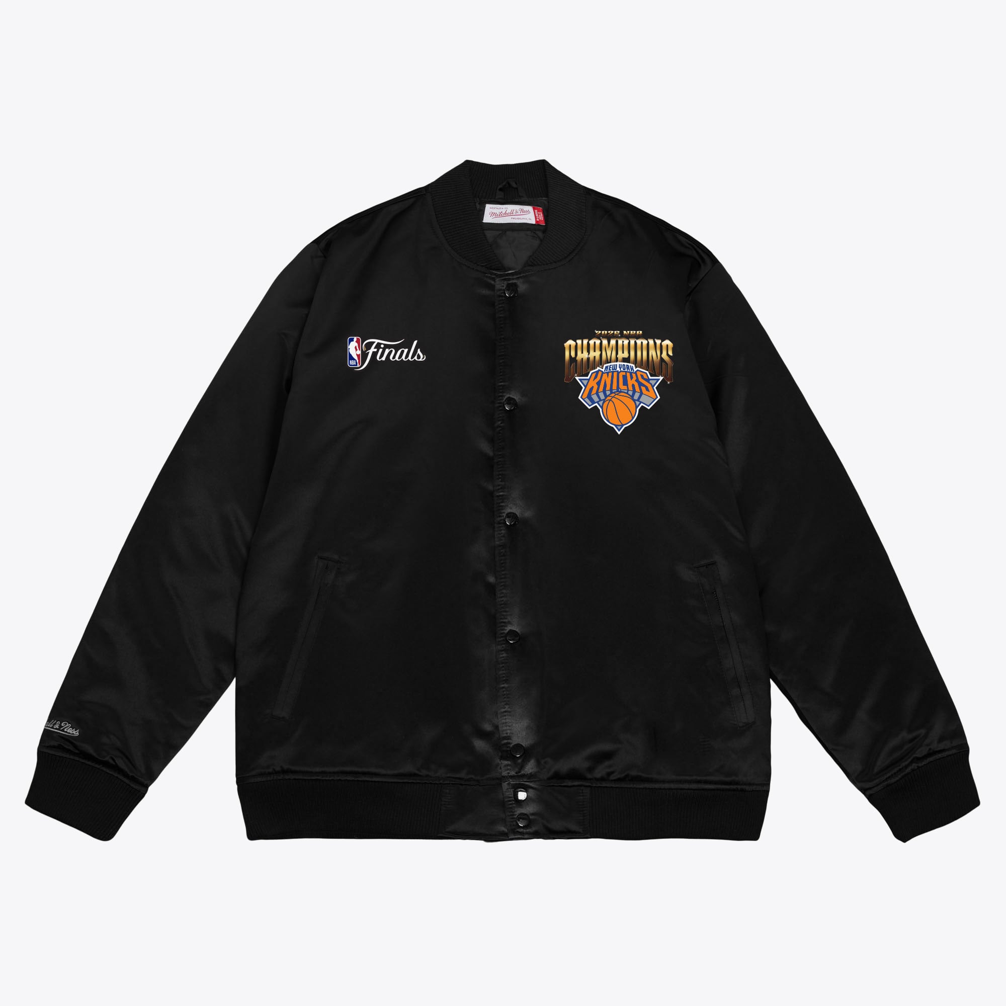 New York Knicks Black 2026 NBA Finals Champions Satin Full-Snap Jacket