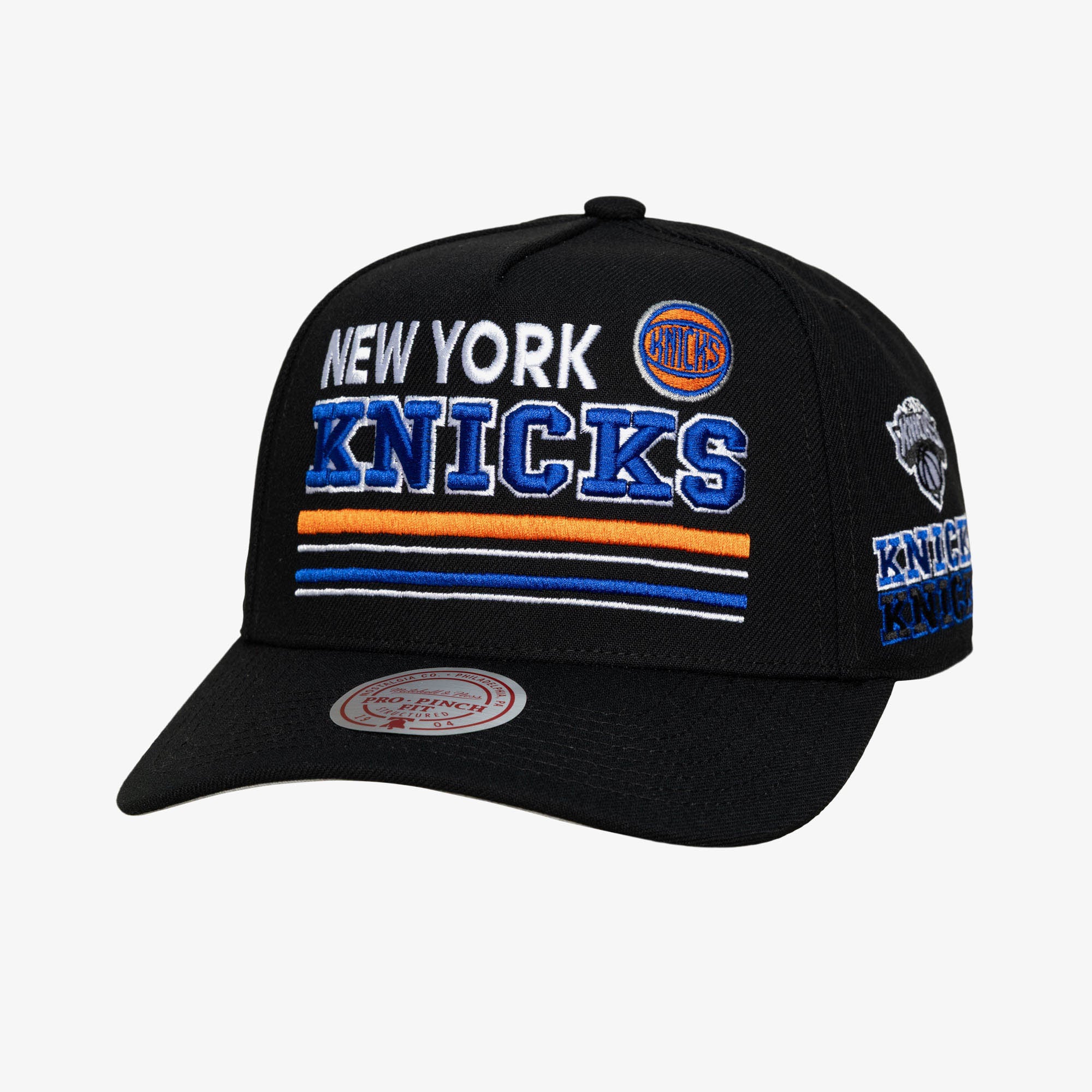 New York Knicks Black Triple Check Pro Pinch Snapback Hat