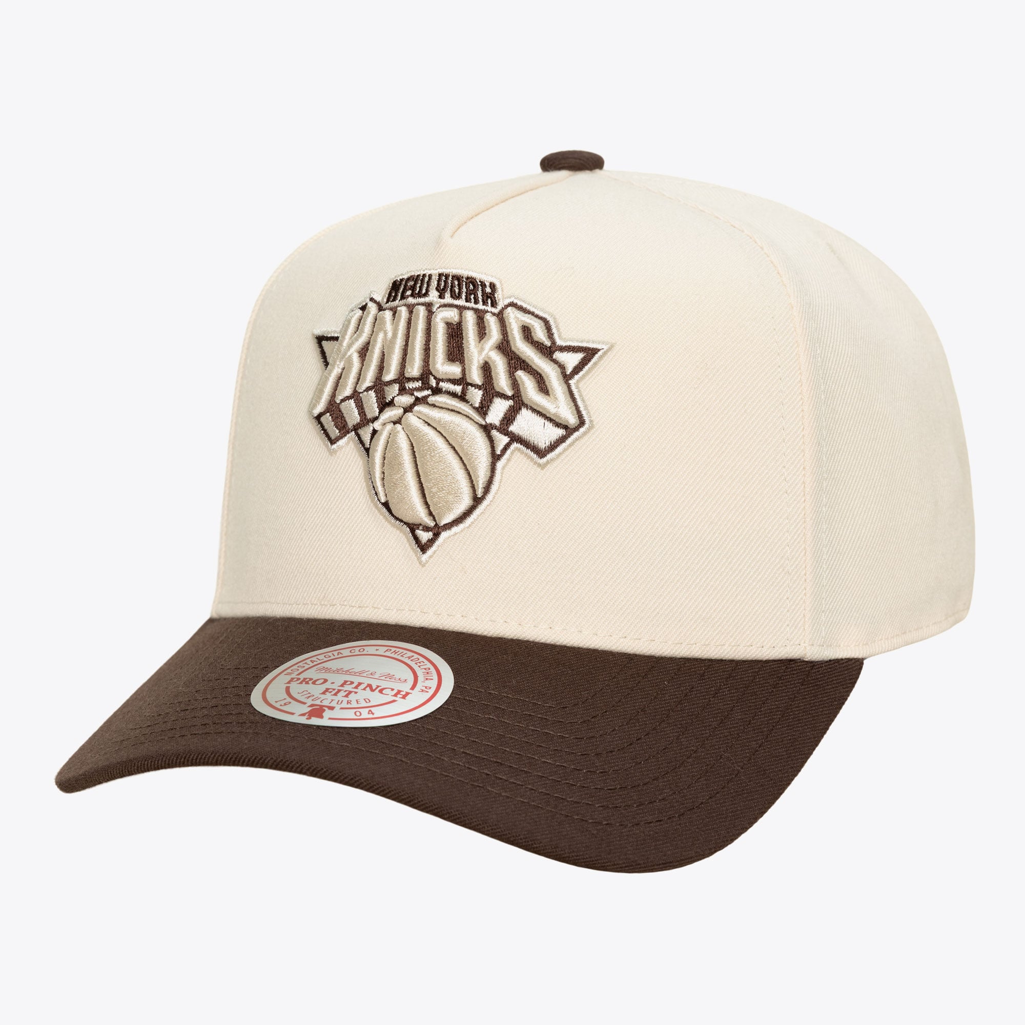 New York Knicks Cream & Brown Pro Pinch Snapback Hat
