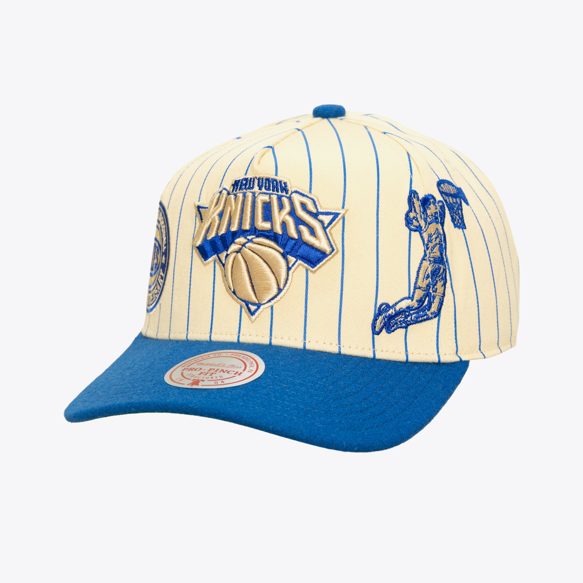 New York Knicks Cream/Blue Retro Roots Stripe Pro Pinch Snapback Hat