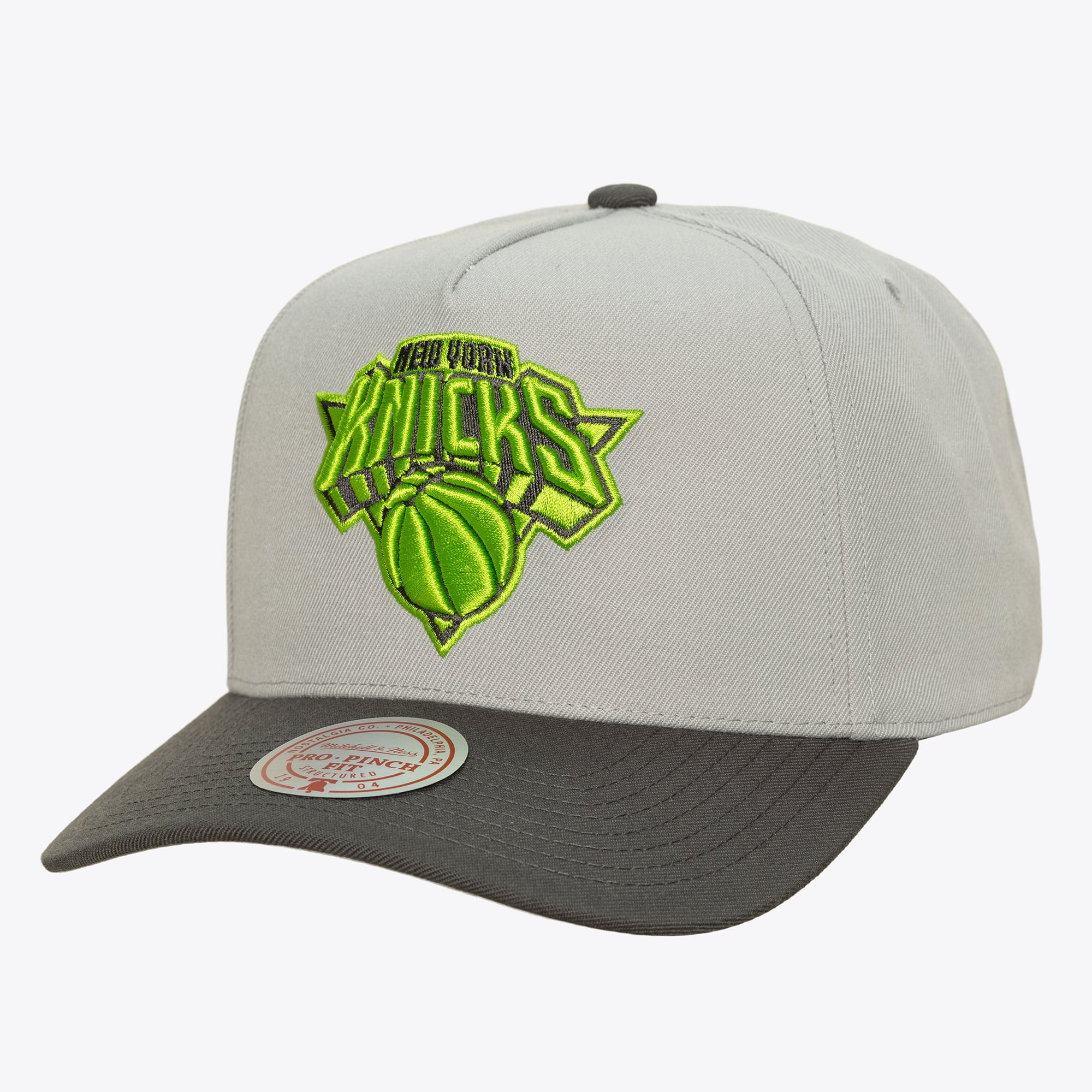 New York Knicks Gray & Neon Green Pro Pinch Snapback Hat