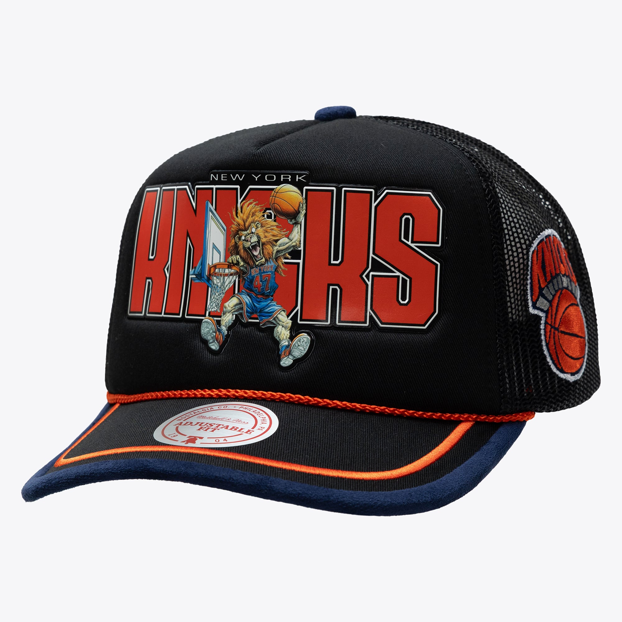 New York Knicks M&N x LRG Black Hardwood Classics Wild Art Trucker Adjustable Hat