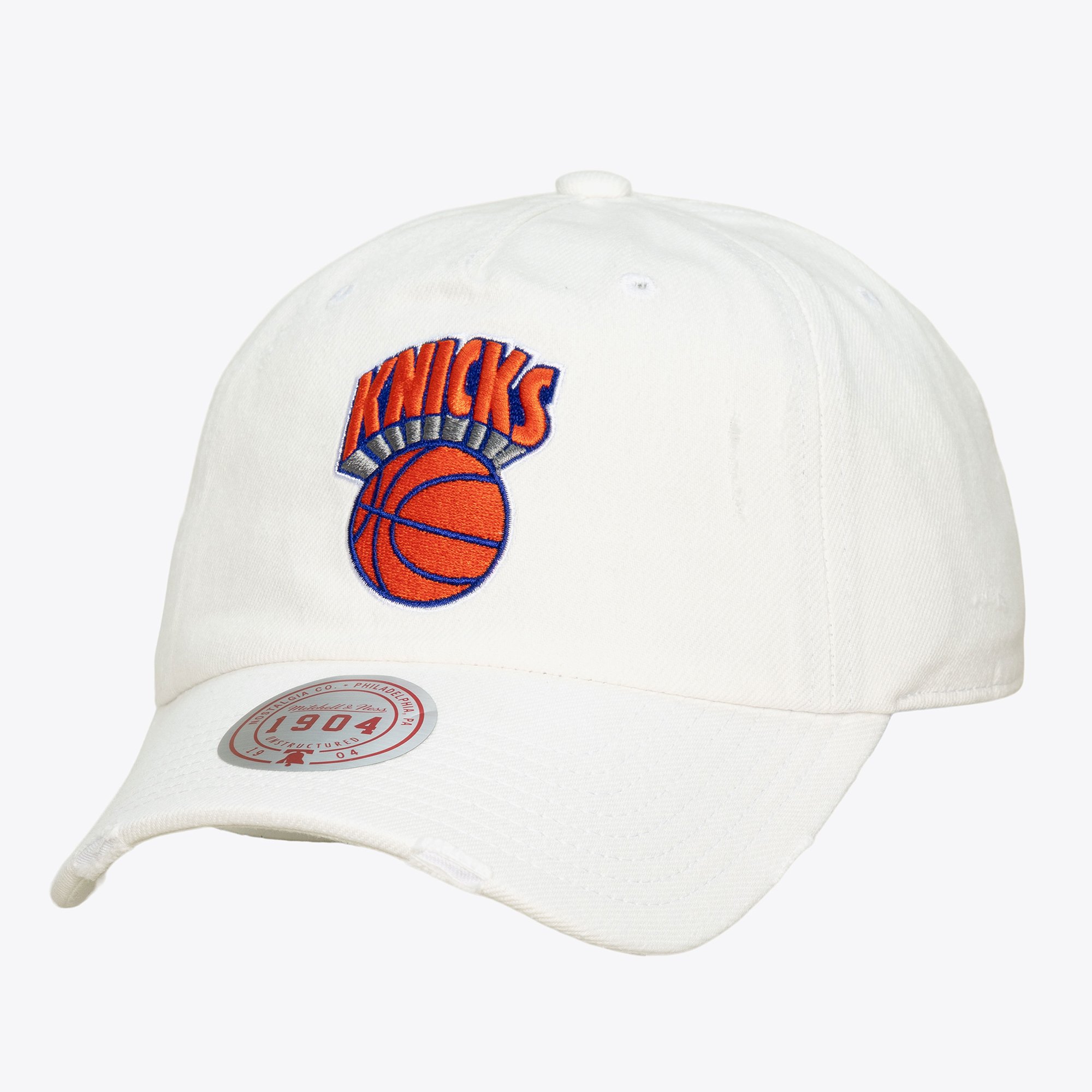 New York Knicks White Hardwood Classics 1904 Adjustable Dad Hat