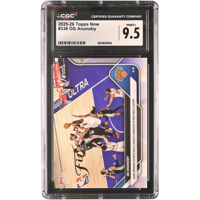 OG Anunoby New York Knicks 2025-26 Topps Now Game-Winning Putback Seals Largest Comeback in NBA Finals History #336 CGC Authenticated MINT+ 9.5 Card