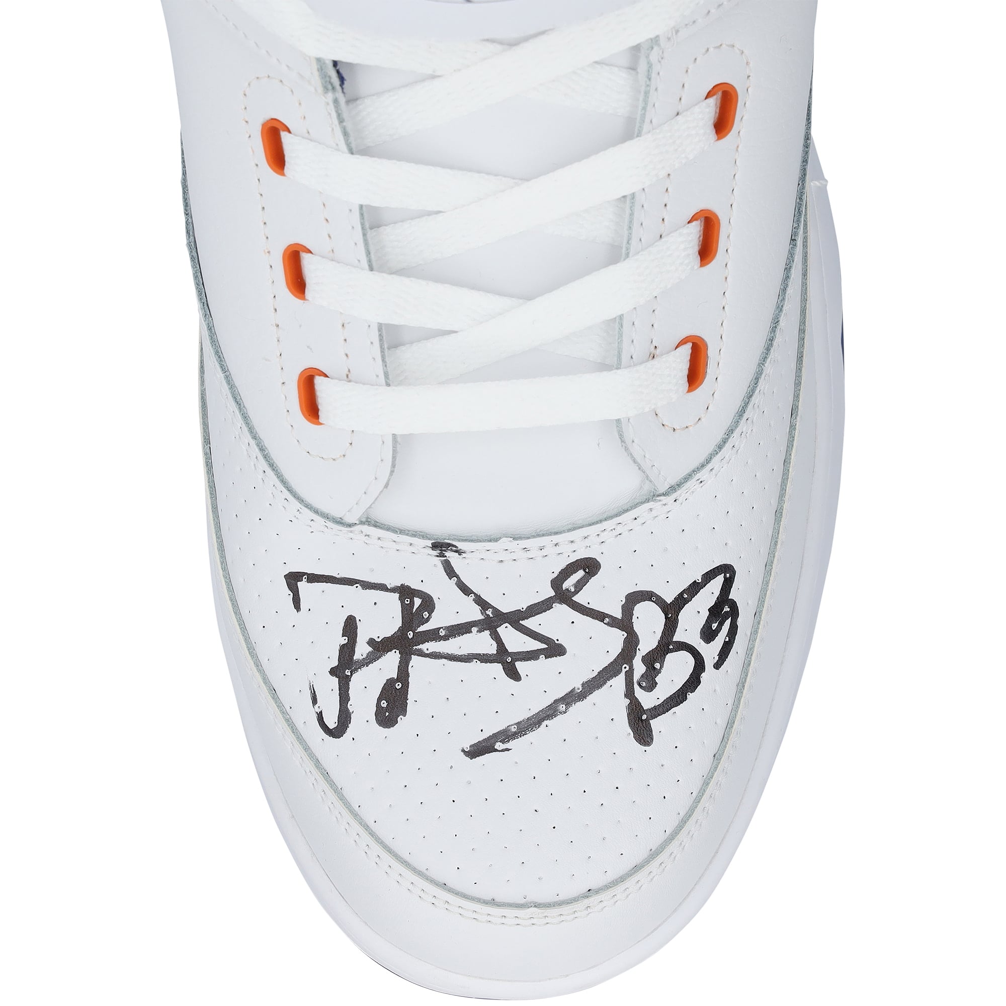 Patrick Ewing New York Knicks Autographed 33 HI OG Blue/Orange/White Shoe - LEFT