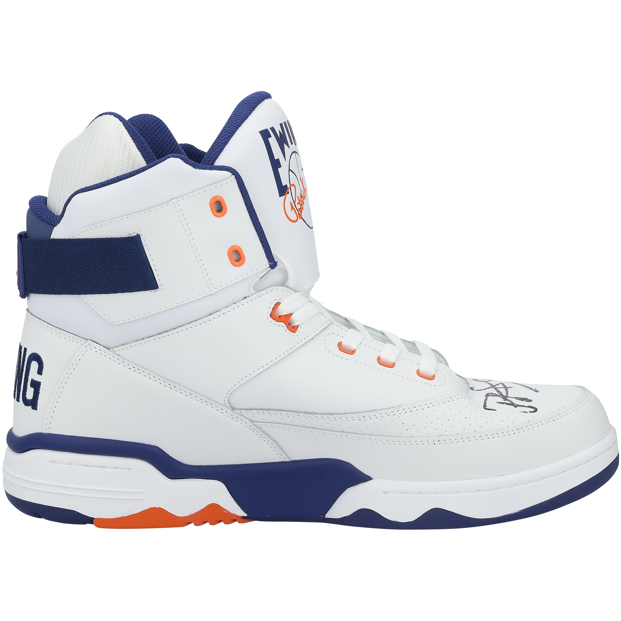 Patrick Ewing New York Knicks Autographed 33 HI OG Blue/Orange/White Shoe - LEFT