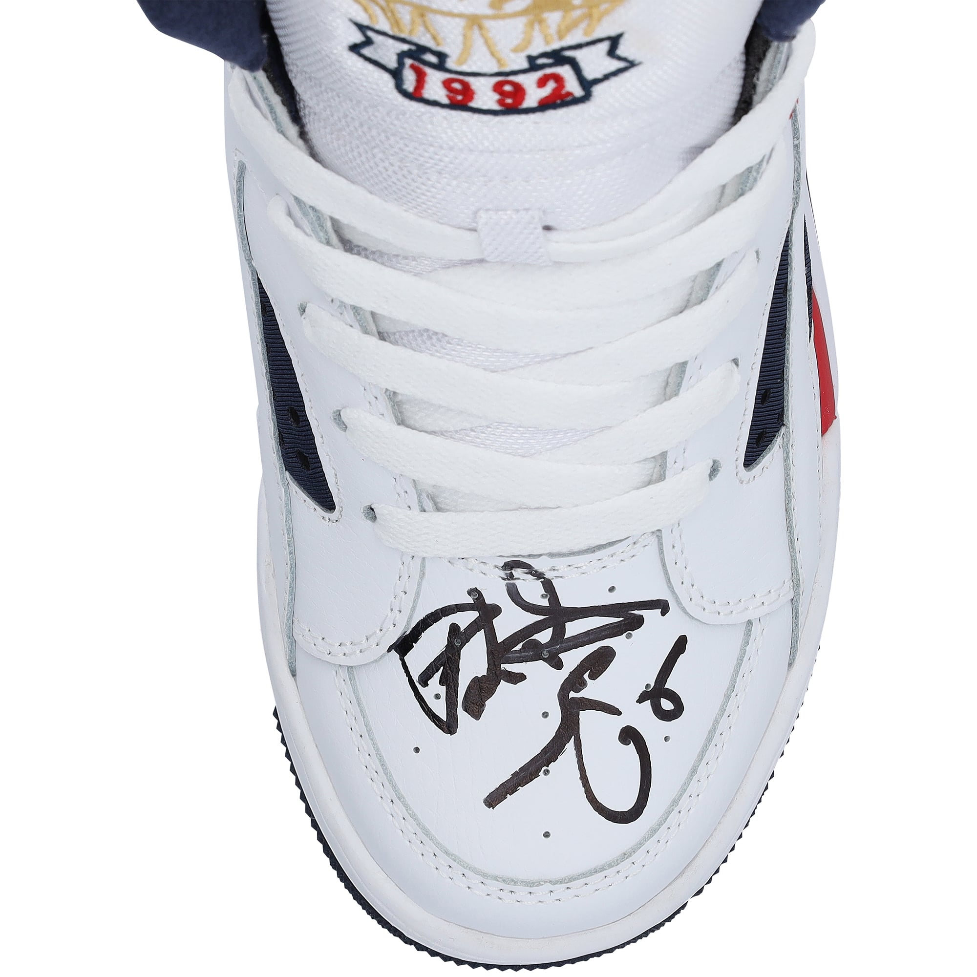 Patrick Ewing New York Knicks Autographed OG USA White/Navy/Red Shoe