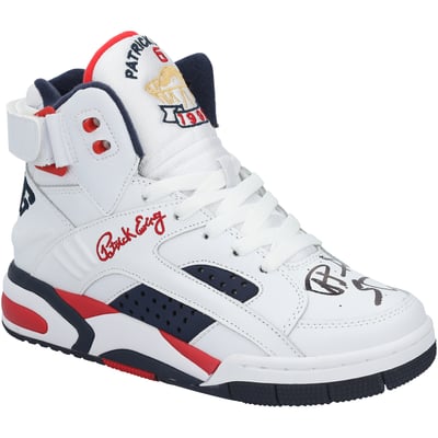 Patrick Ewing New York Knicks Autographed Fanatics Authentic OG USA White/Navy/Red Shoe - RIGHT