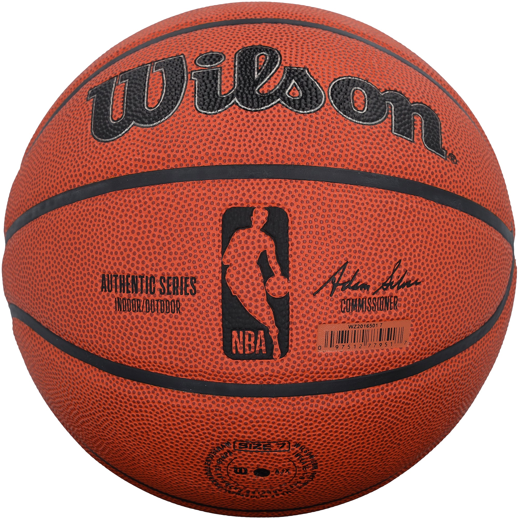 Ballon de basket-ball Wilson Authentic Series autographié par Patrick Ewing des New York Knicks, pour intérieur et extérieur, avec inscription « HOF 08 ».