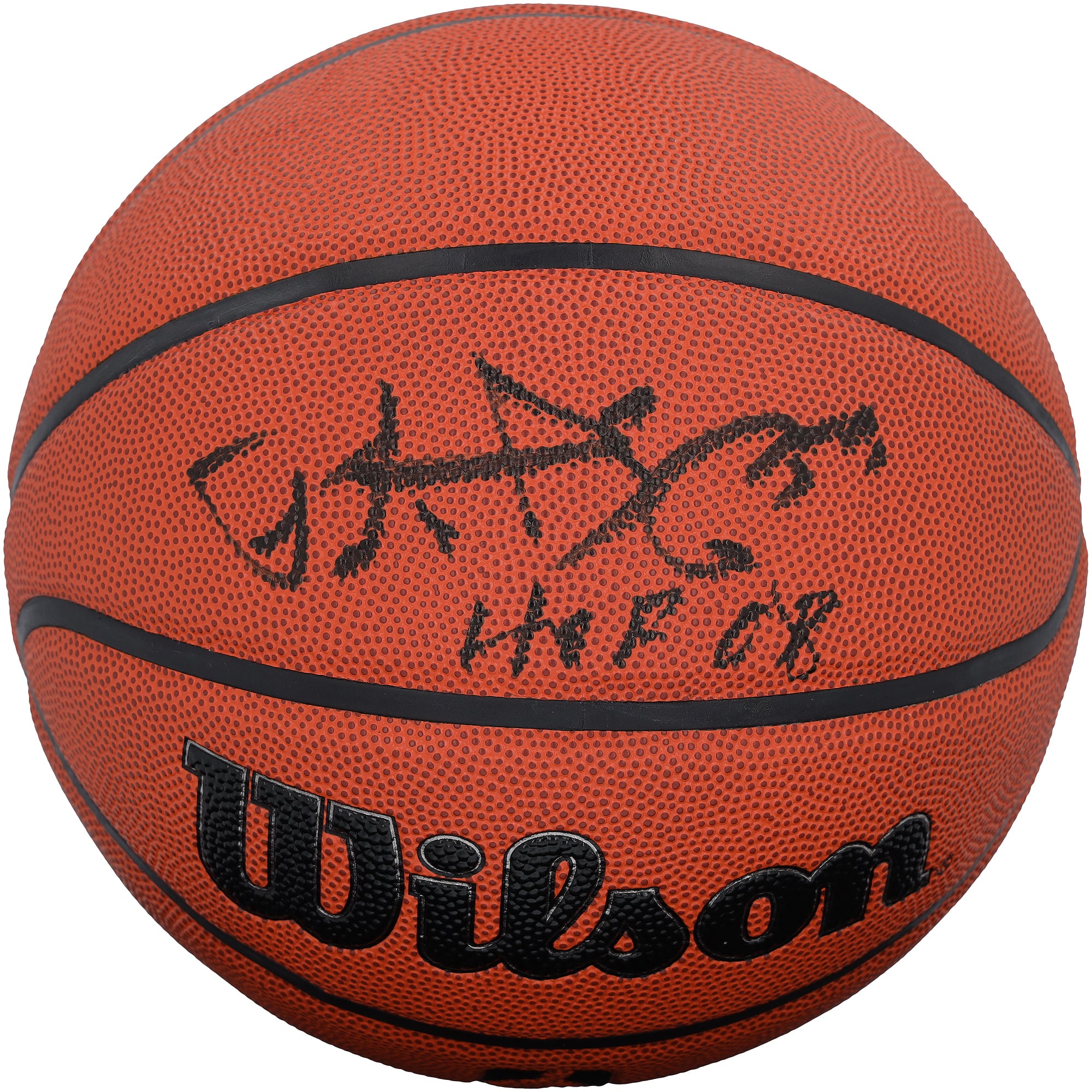 Ballon de basket-ball Wilson Authentic Series autographié par Patrick Ewing des New York Knicks, pour intérieur et extérieur, avec inscription « HOF 08 ».