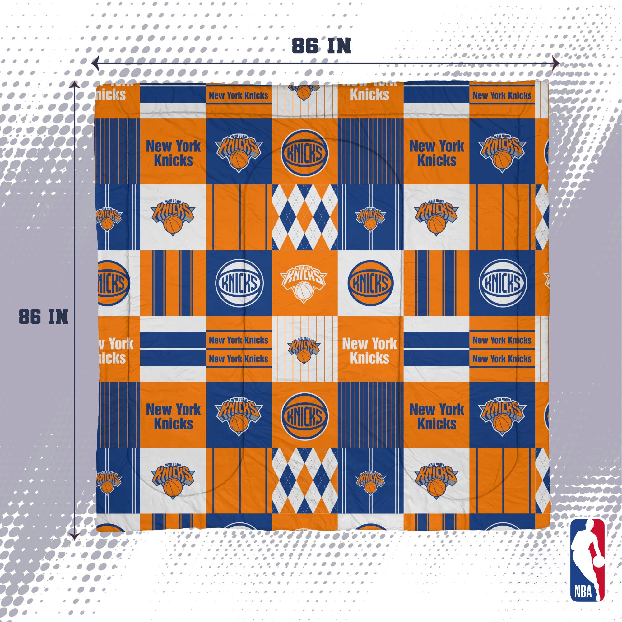 Pegasus New York Knicks Patchwork Plaid Three-Piece Full/Queen Bed in a Bag Set