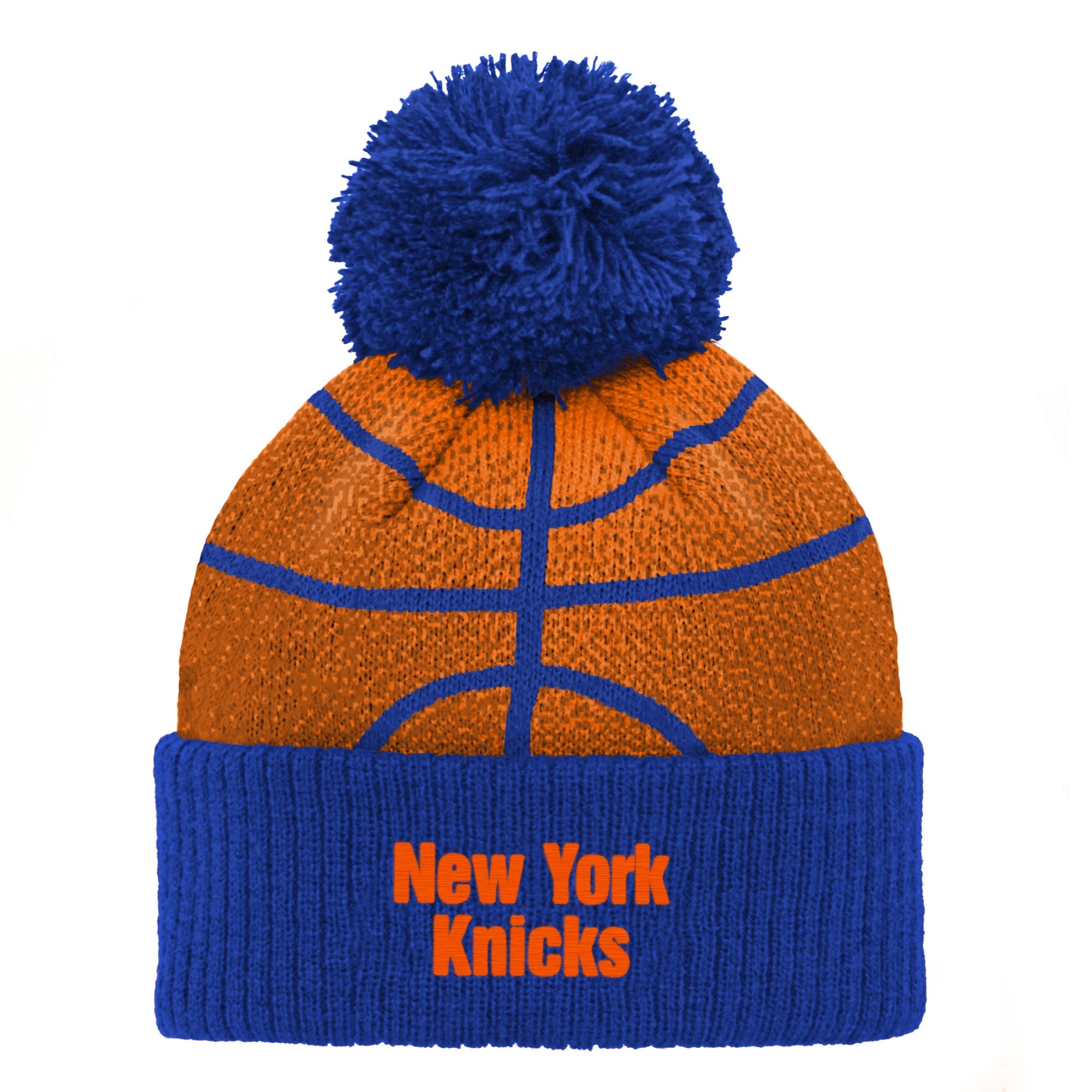 Preschool Blue New York Knicks Basketball Head Cuffed Knit Hat with Pom