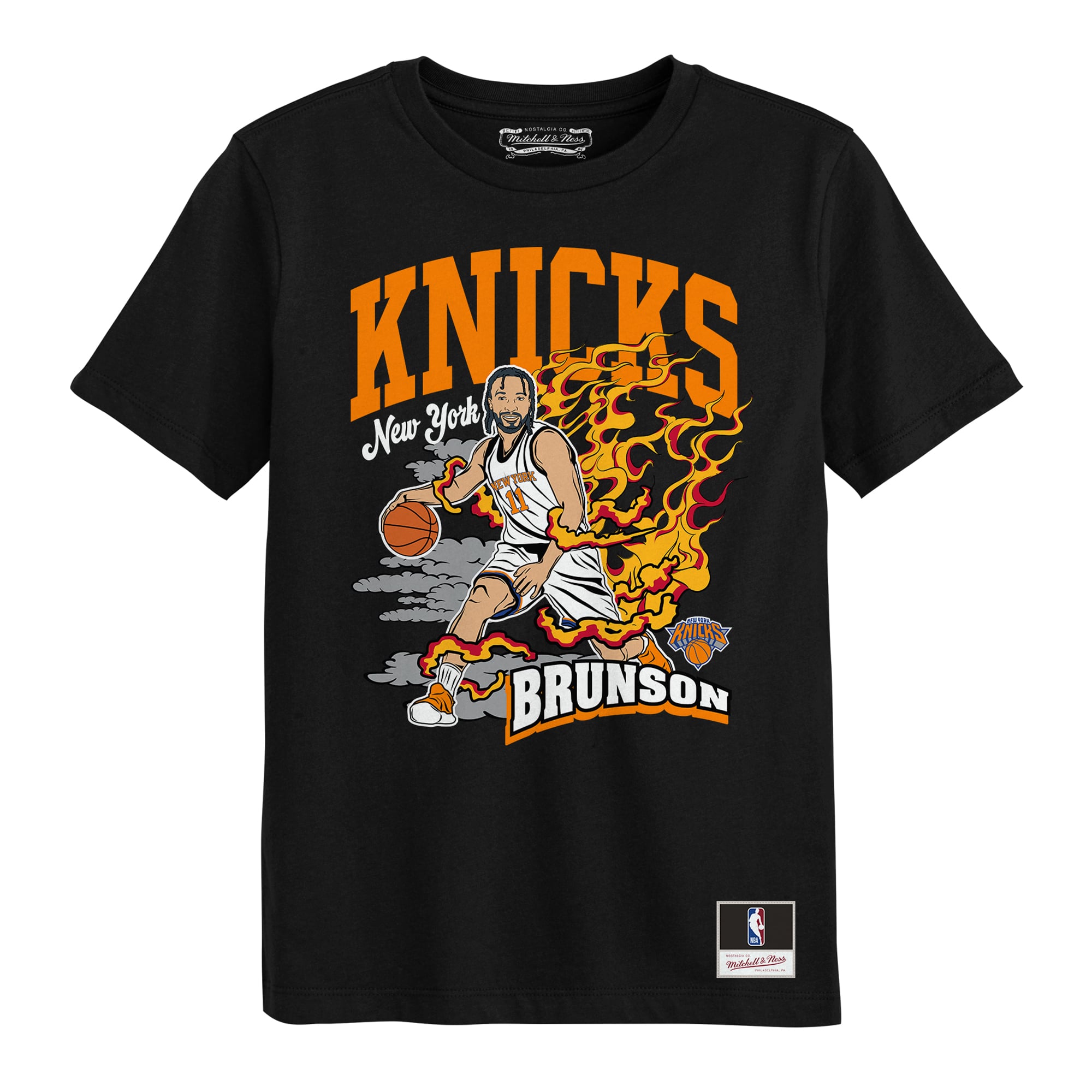 T-shirt Mitchell & Ness Jalen Brunson noir New York Knicks Fired Up pour enfants d'âge préscolaire