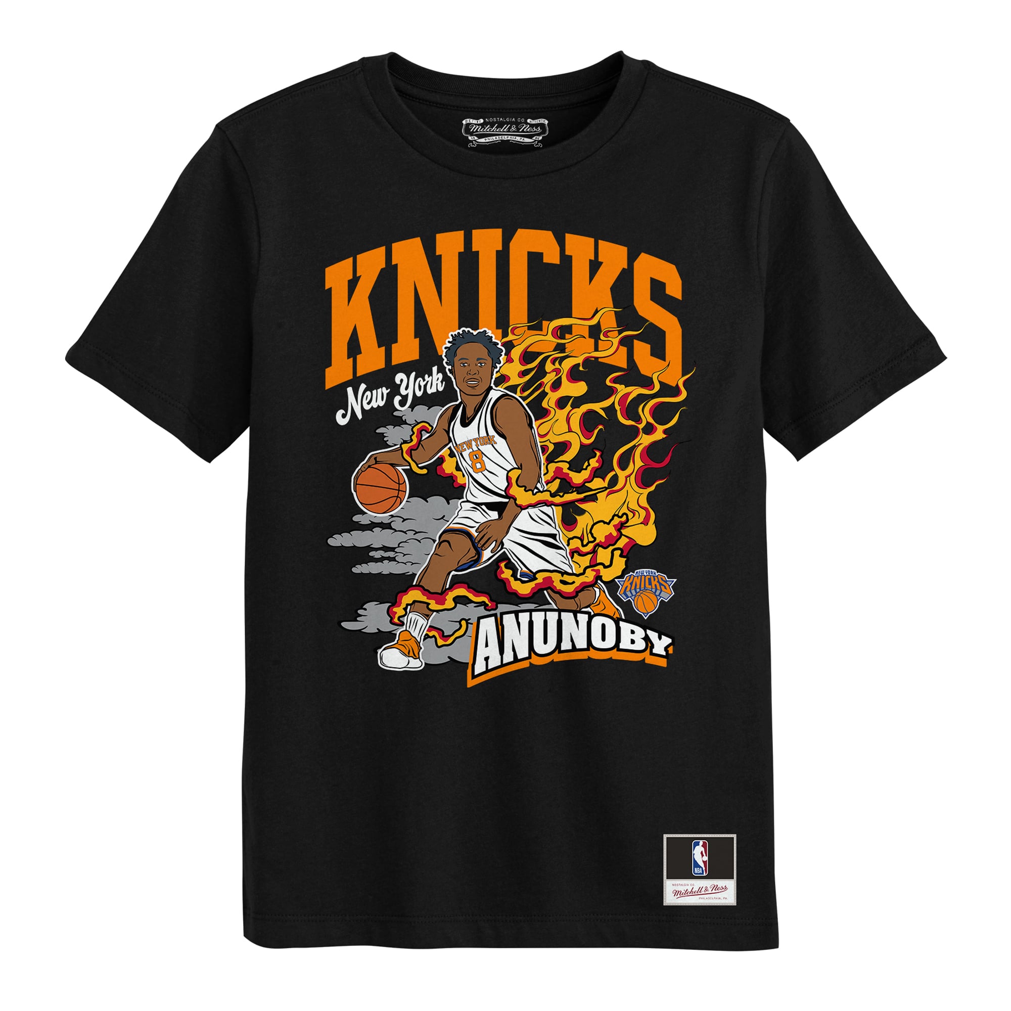 T-shirt Mitchell & Ness OG Anunoby noir New York Knicks Fired Up pour enfants d'âge préscolaire