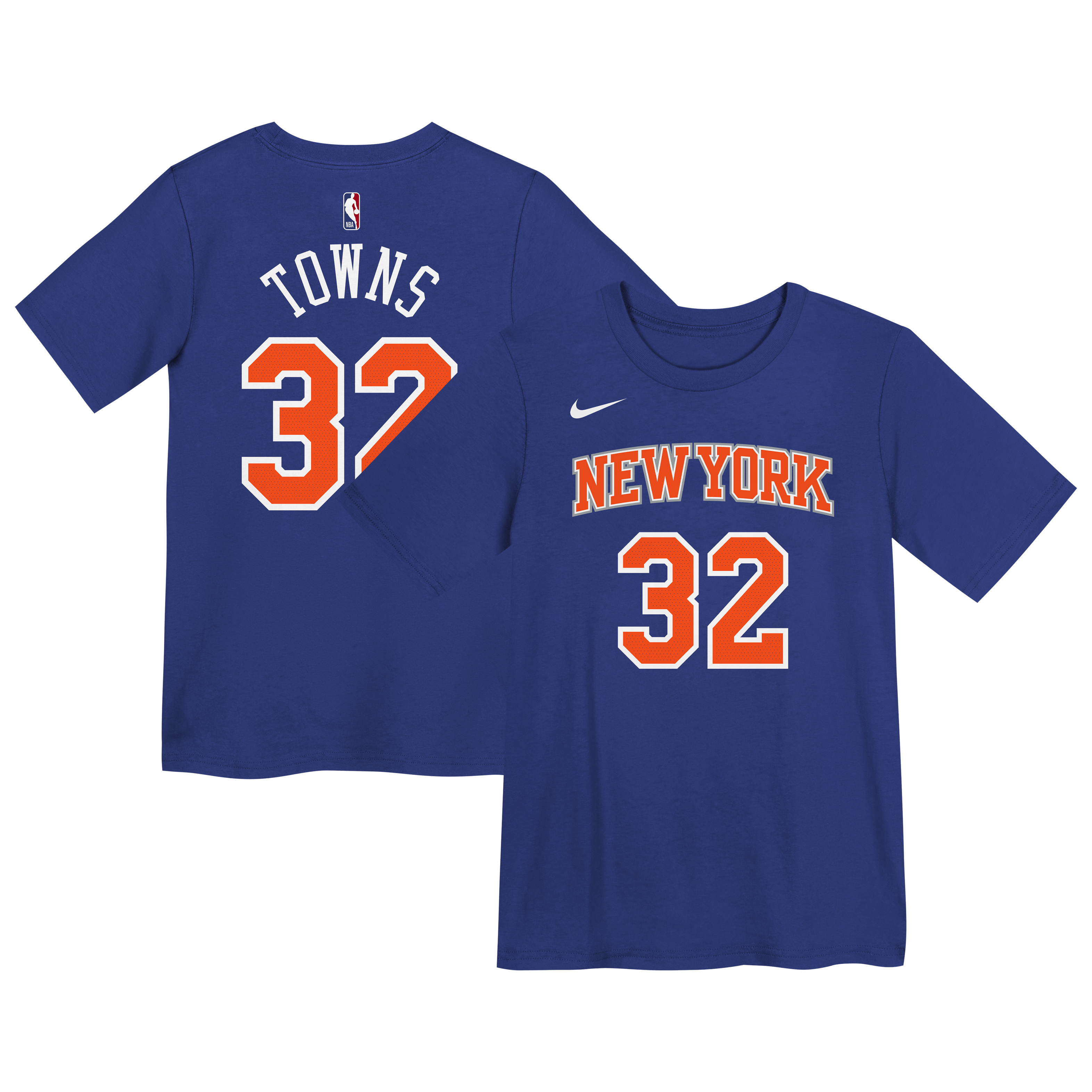 T-shirt Nike Karl-Anthony Towns bleu New York Knicks pour enfants d'âge préscolaire, avec nom et numéro emblématiques