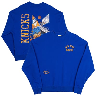 New York Knicks Duvin Designs Co. Unisex League Of Leisure Fleece Sweatshirt - Royal