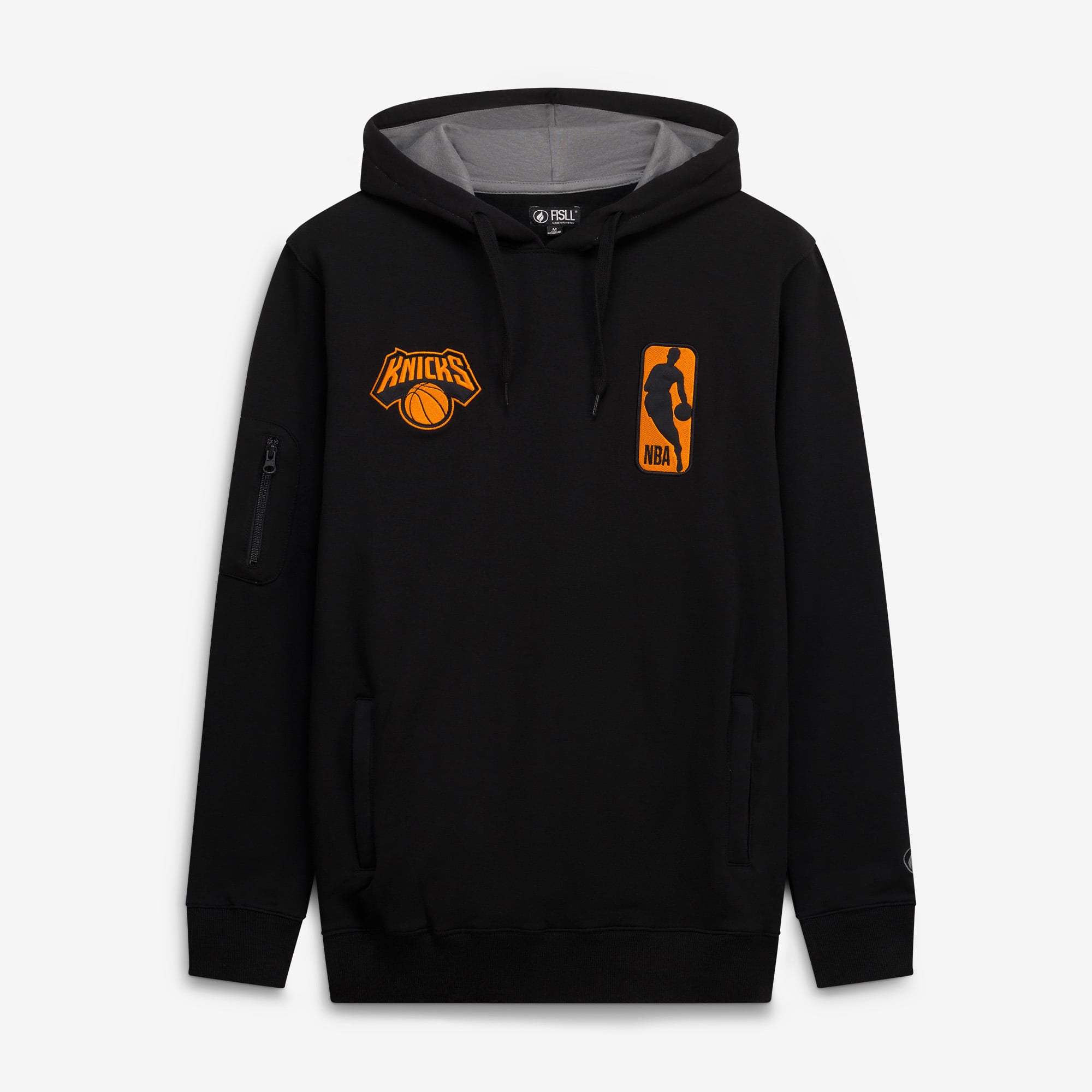 Sweat à capuche unisexe FISLL bleu New York Knicks Logoman Shadow Collection