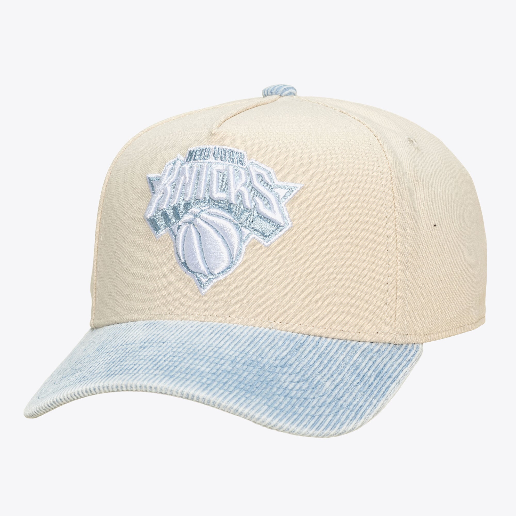 Unisex New York Knicks Mitchell & Ness Cream/Light Blue Faded Pro Snapback Hat