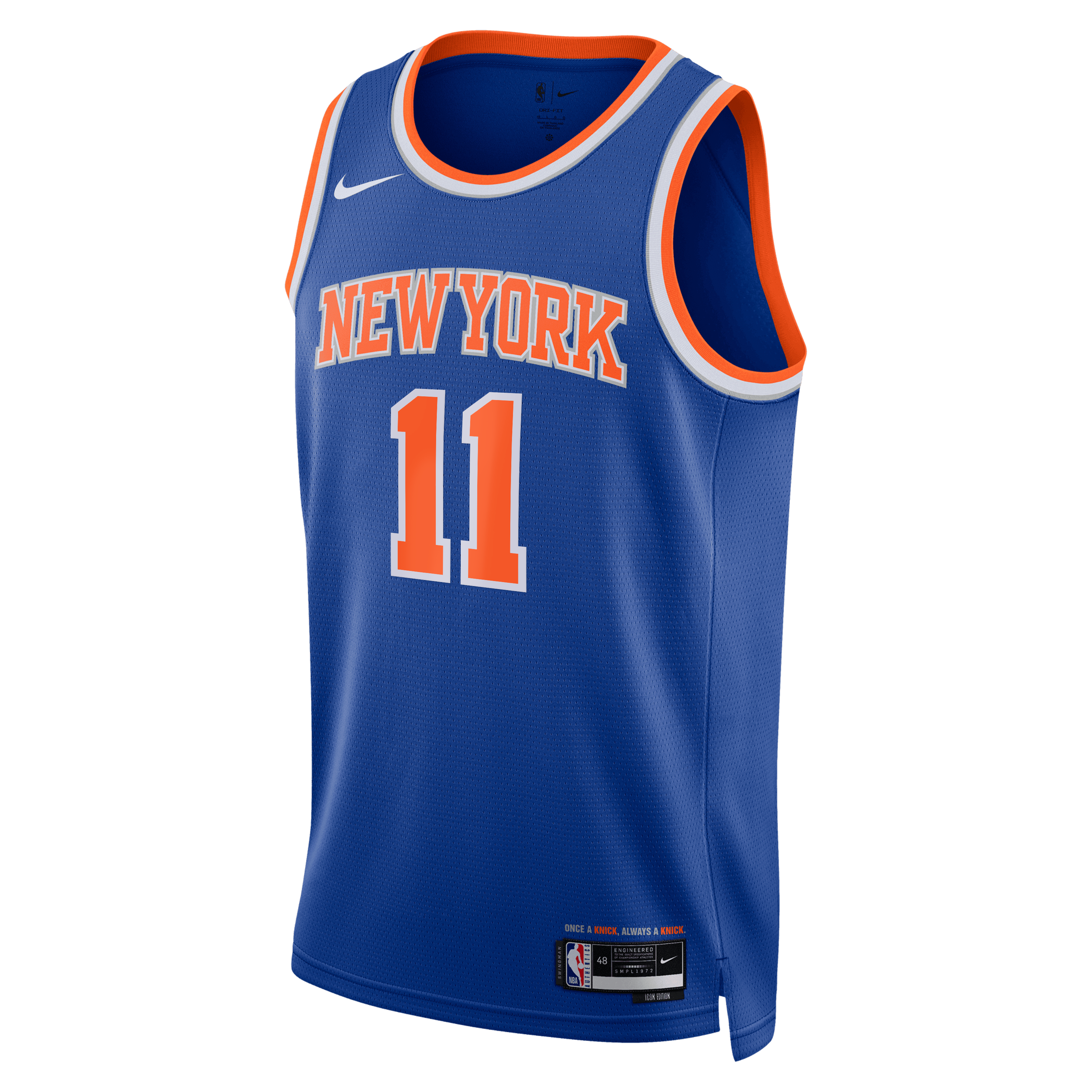 Unisex Nike Jalen Brunson Blue New York Knicks 2026 NBA Finals Patch Swingman Jersey - Icon Edition