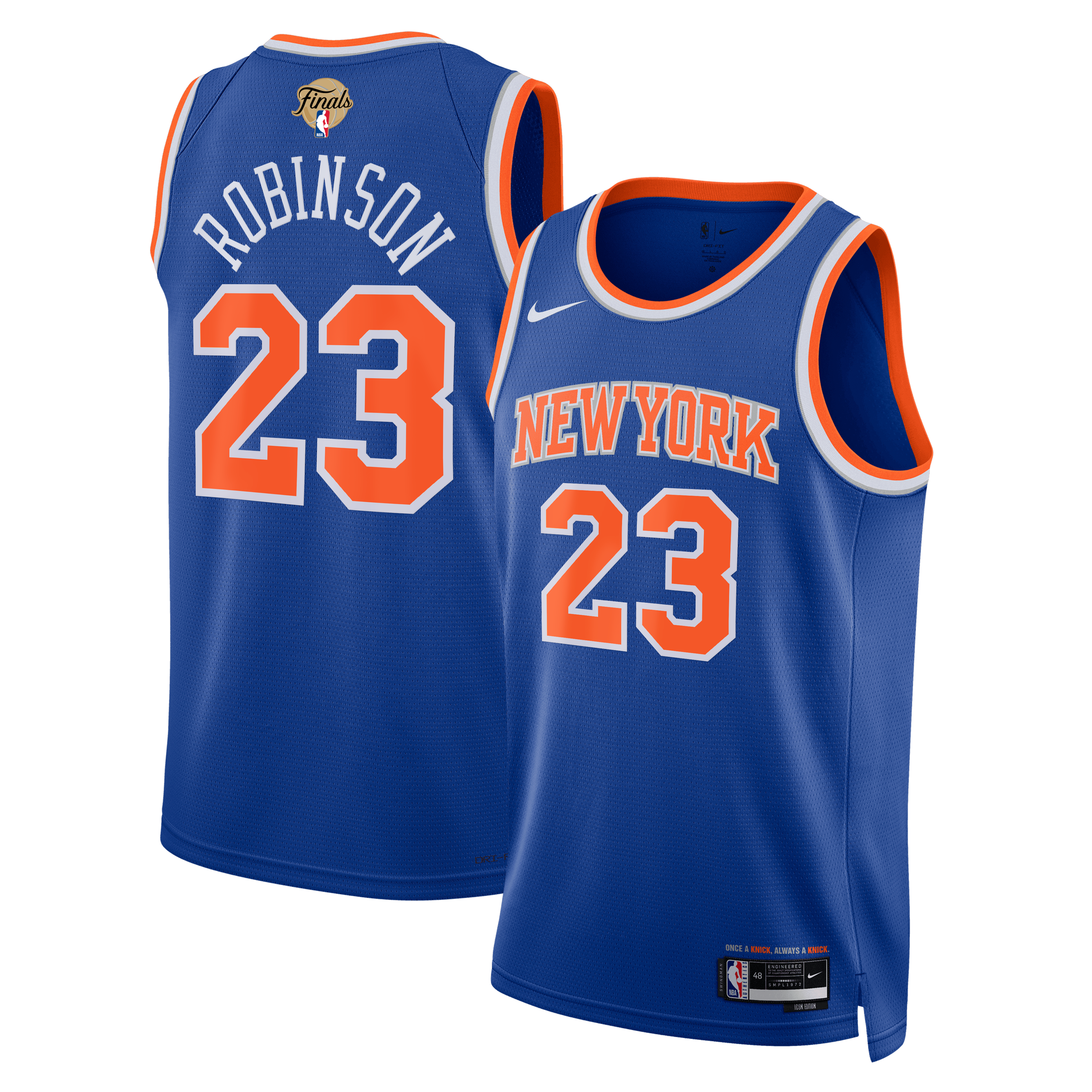 Unisex Nike Mitchell Robinson Blue New York Knicks 2026 NBA Finals Patch Swingman Jersey - Icon Edition