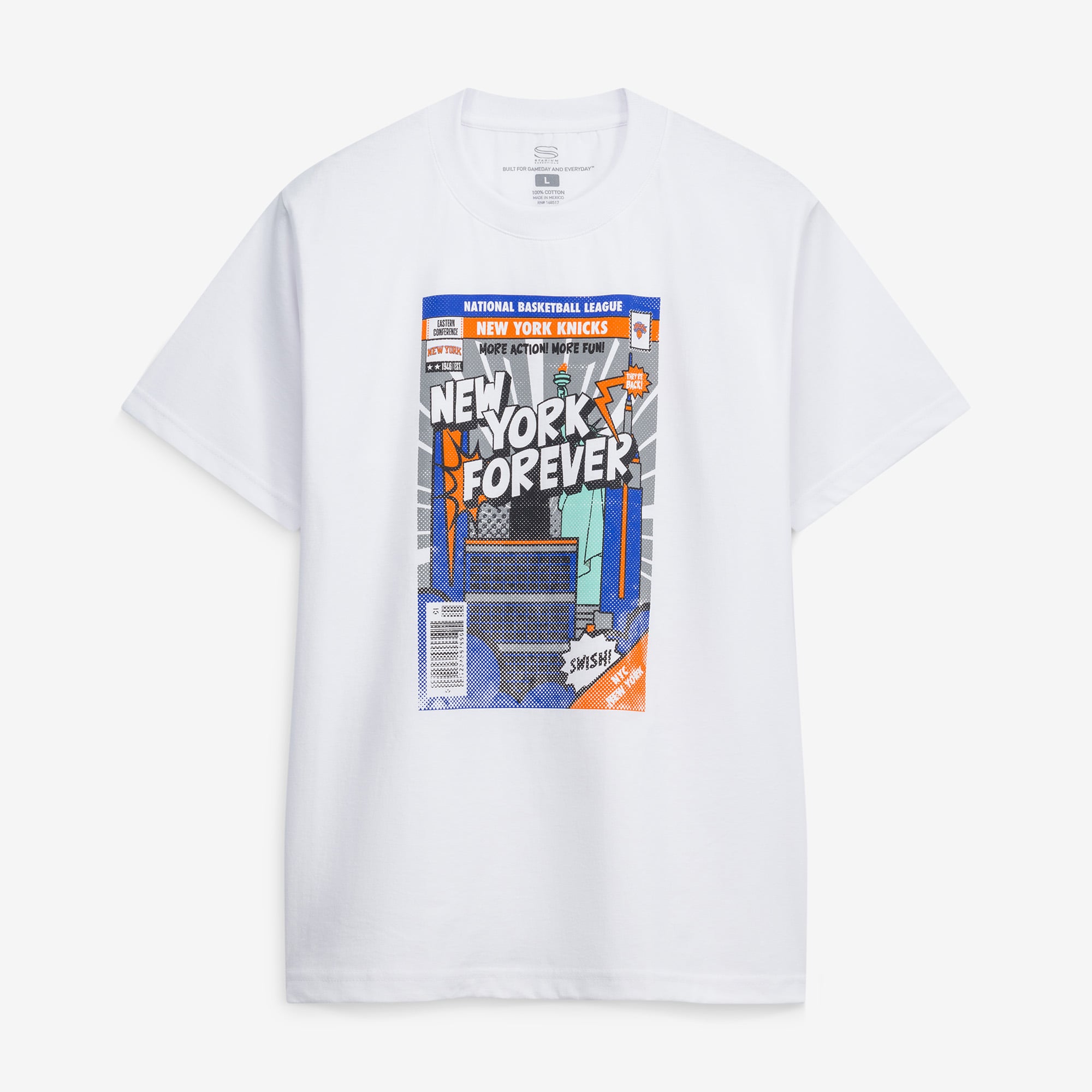 Unisex Stadium Essentials  White New York Knicks Comic Book Cover Boxy T-Shirt