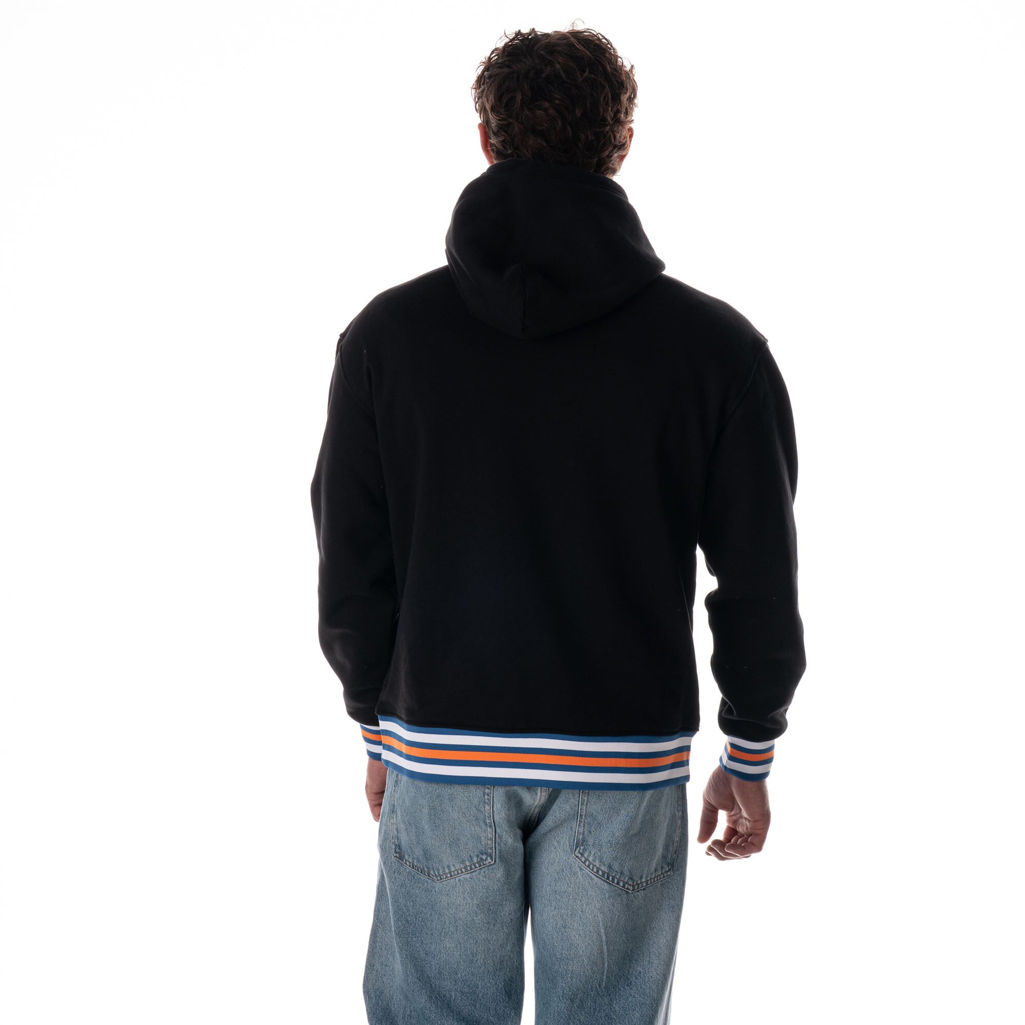 Sweat à capuche unisexe noir The Wild Collective New York Knicks, côtelé personnalisé, de qualité supérieure