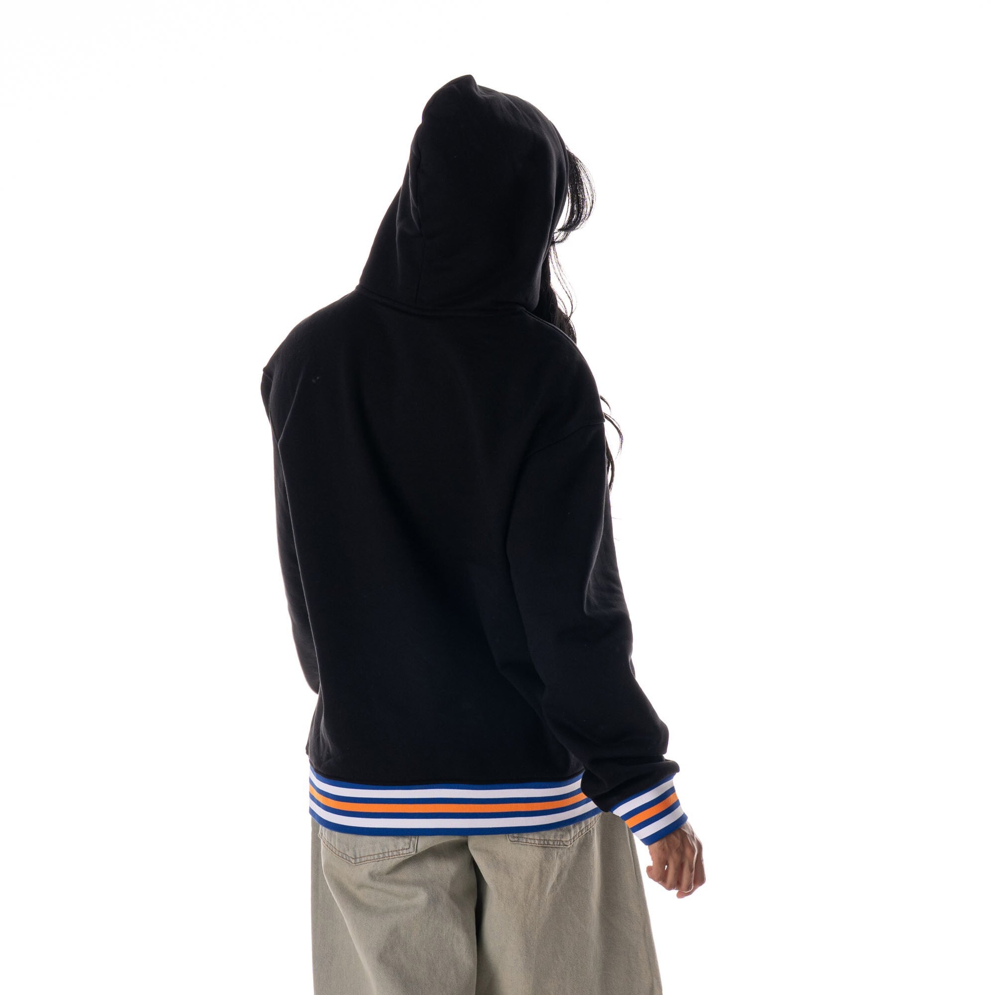 Sweat à capuche unisexe noir The Wild Collective New York Knicks, côtelé personnalisé, de qualité supérieure