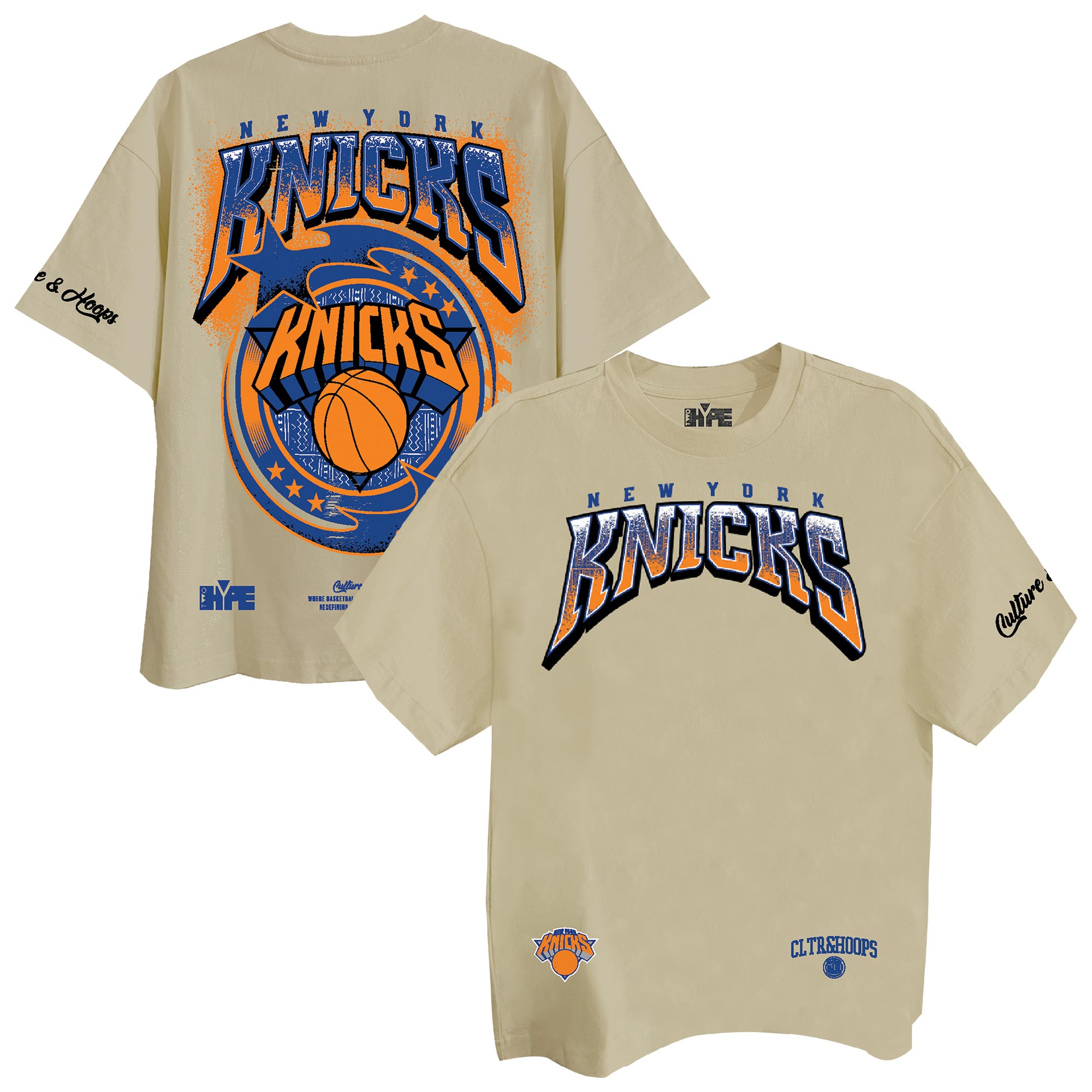 Unisex Two Hype Cream New York Knicks Drip & Dime Elevated Drop Shoulder T-Shirt