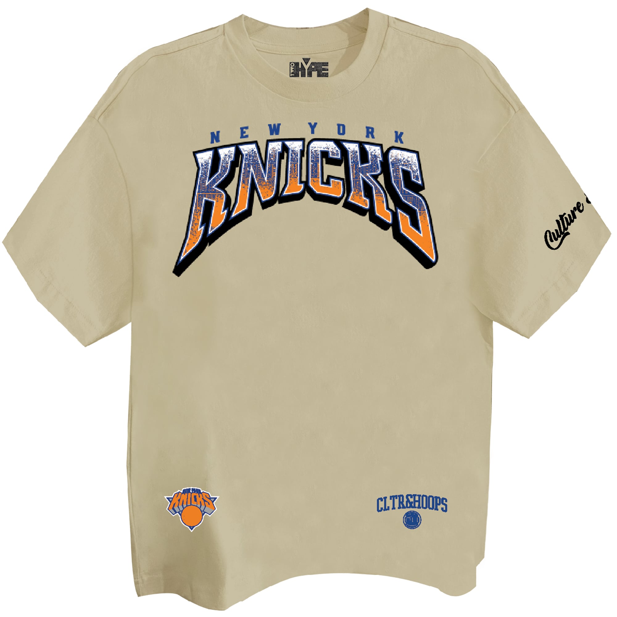 Unisex Two Hype Cream New York Knicks Drip & Dime Elevated Drop Shoulder T-Shirt