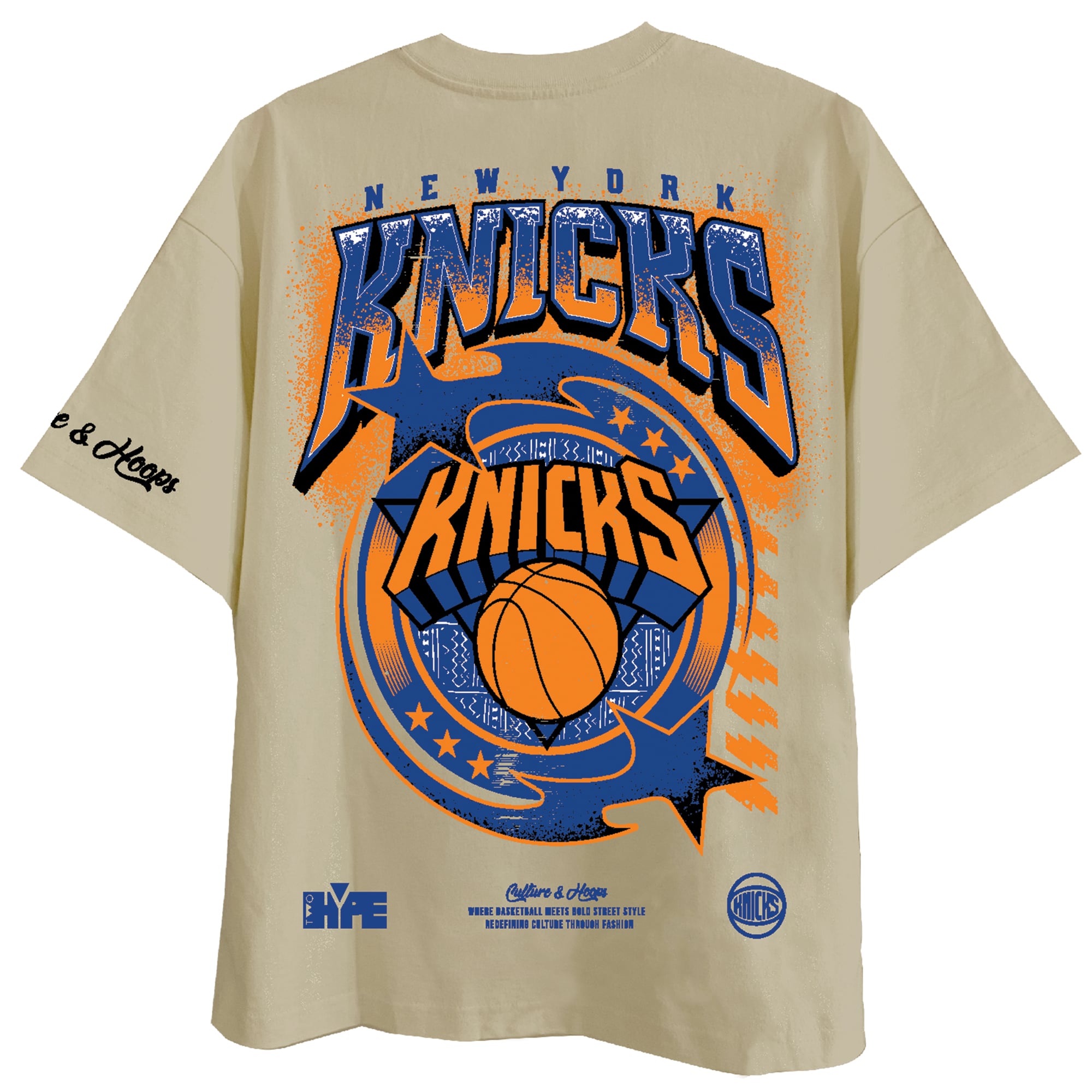 Unisex Two Hype Cream New York Knicks Drip & Dime Elevated Drop Shoulder T-Shirt