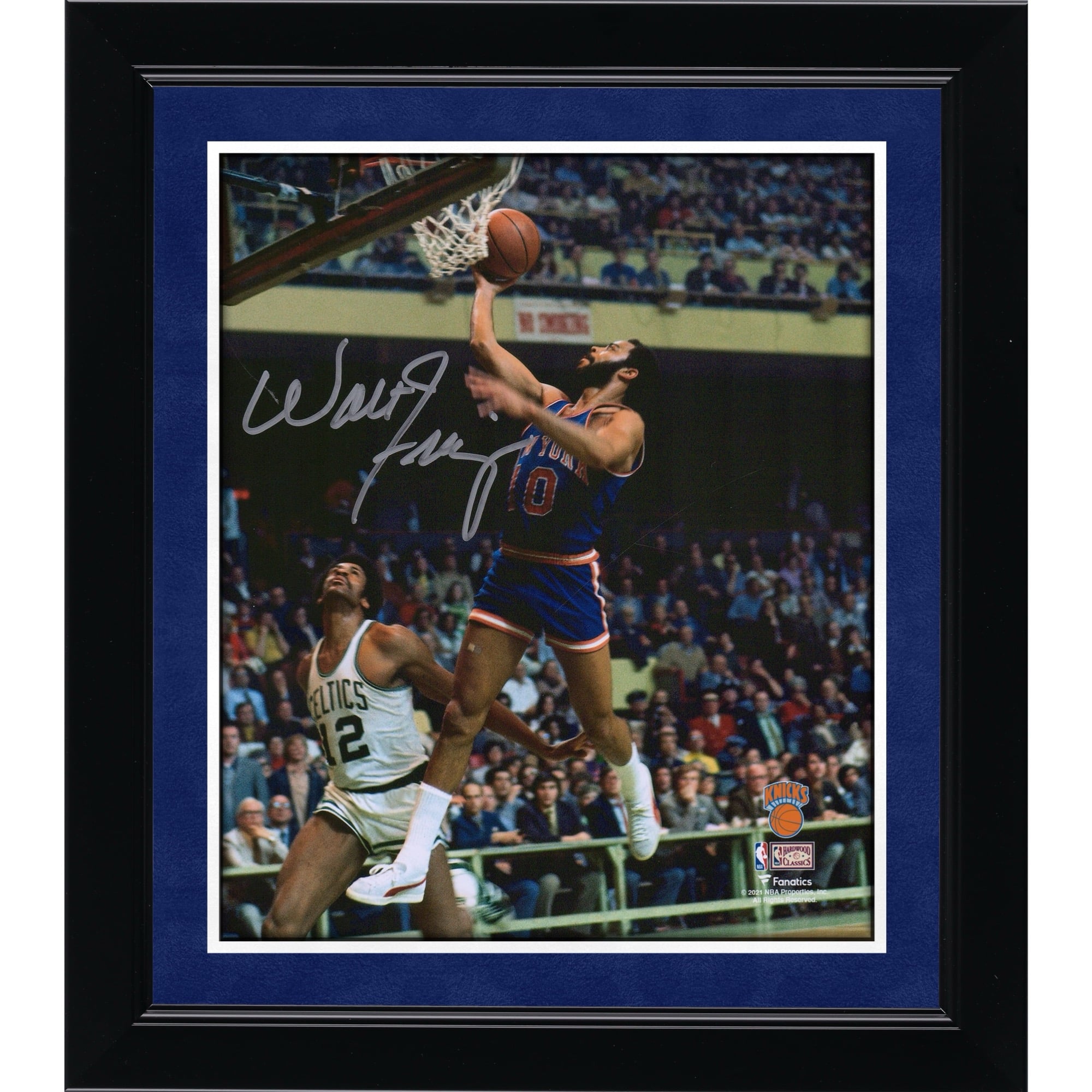 Walt Frazier New York Knicks Autographed 8" x 10" Lay Up vs. Boston Celtics Photograph
