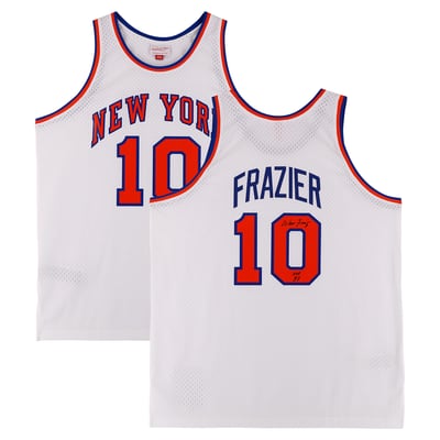 Walt Frazier New York Knicks Autographed Fanatics Authentic White Mitchell & Ness 1969 Swingman Jersey with "HOF 87" Inscription