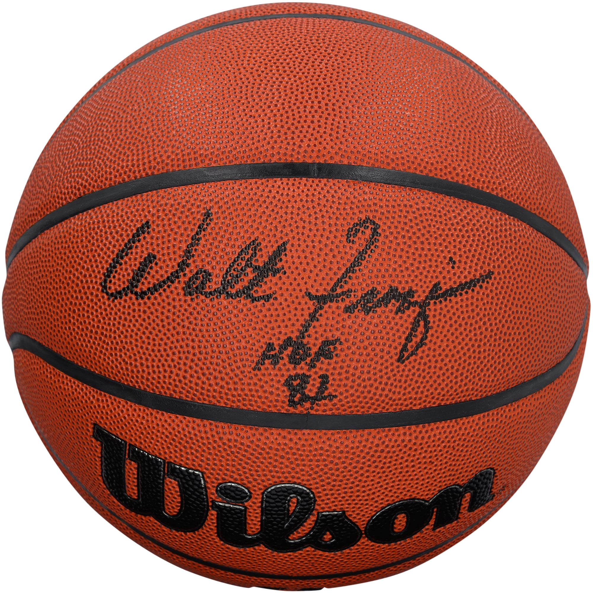 Ballon de basket-ball Wilson Authentic Series autographié par Walt Frazier des New York Knicks, pour intérieur/extérieur, avec inscription « HOF 87 ».