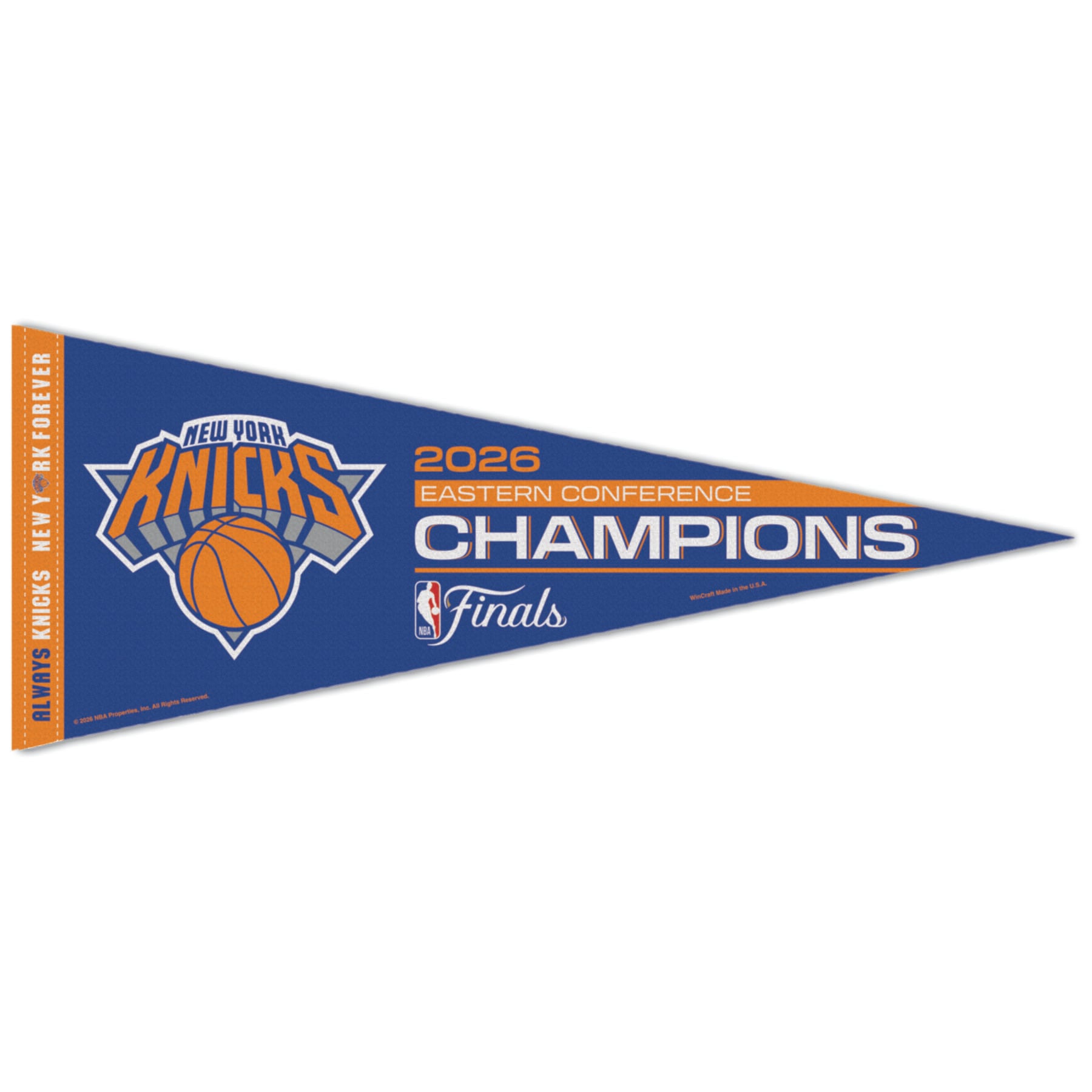 Fanion premium WinCraft New York Knicks, champions de la Conférence Est NBA 2026, 30 x 76 cm