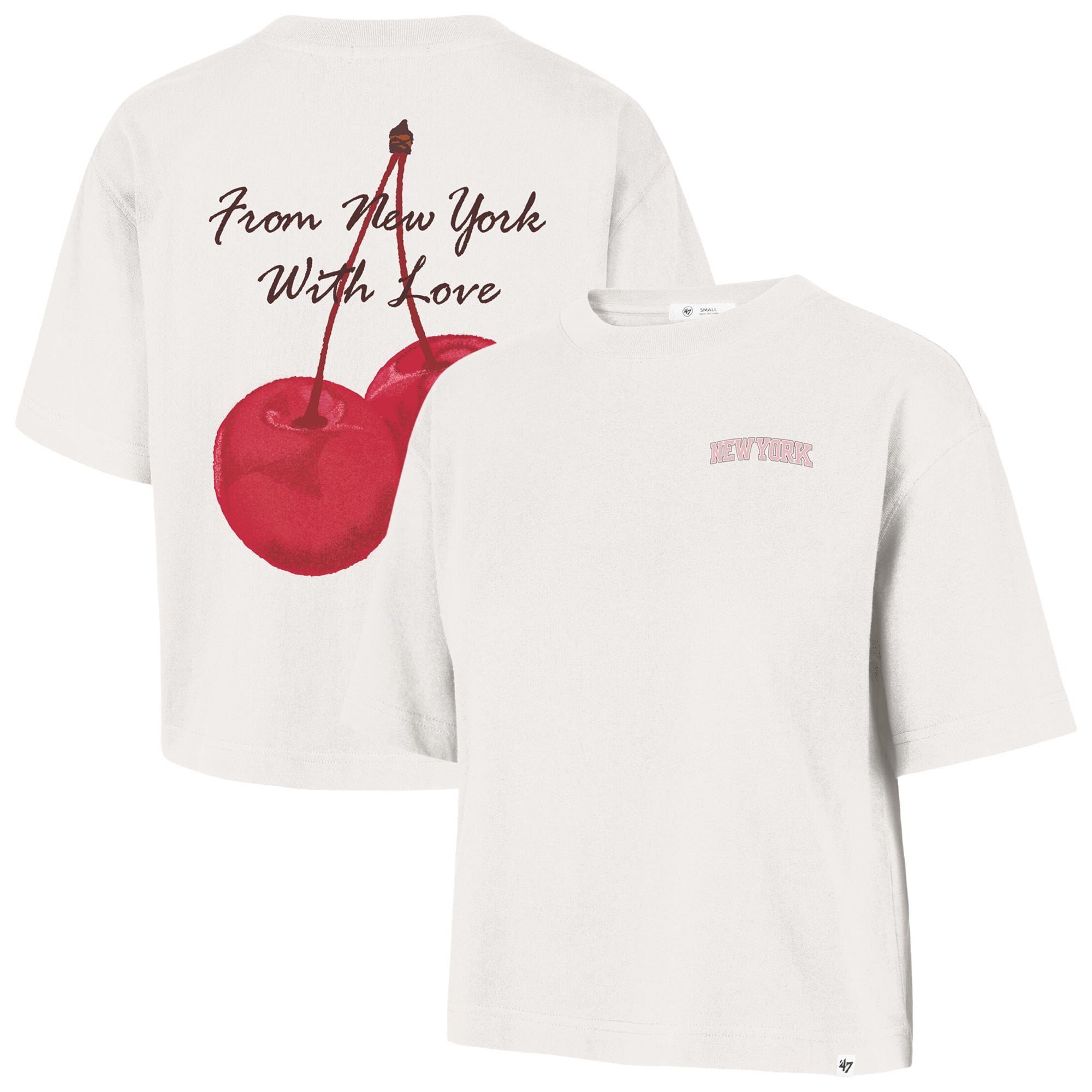 Women's '47 Cream New York Knicks Love Letter Reed City T-Shirt