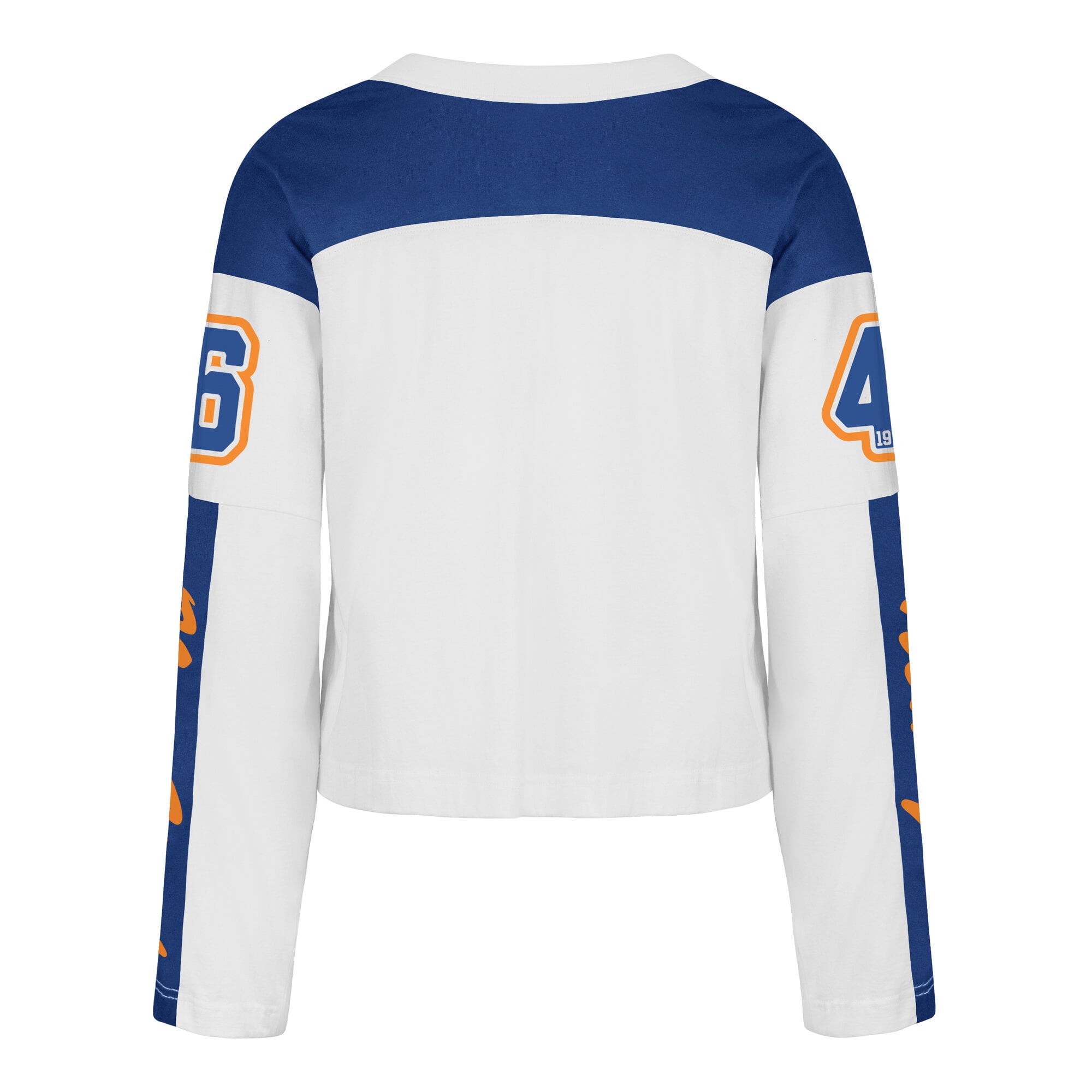 Women's '47  White New York Knicks Cropped Exclamation Metro Jersey Long Sleeve T-Shirt