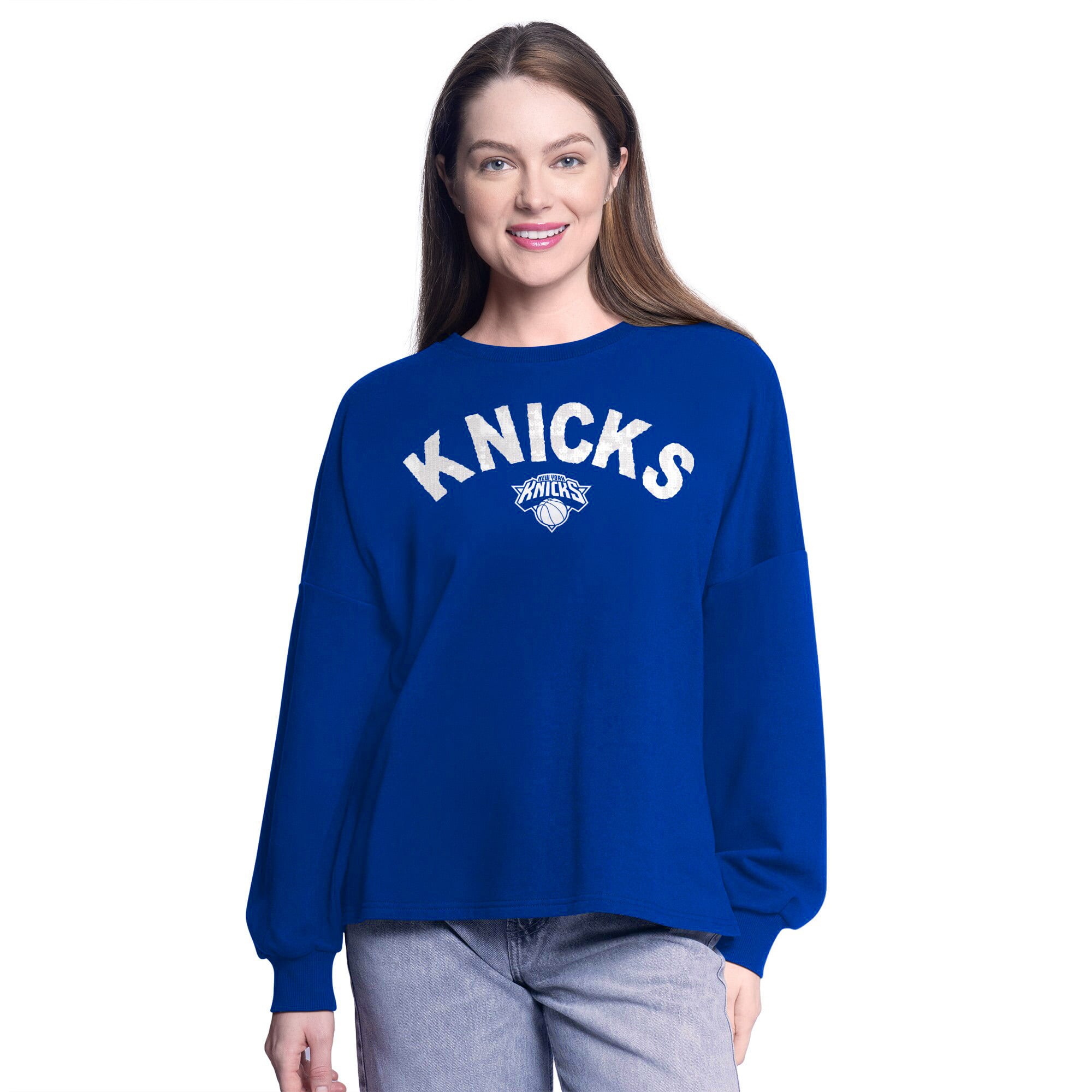 Women's G-III 4Her by Carl Banks Blue New York Knicks Athletic Pullover Sweatshirt