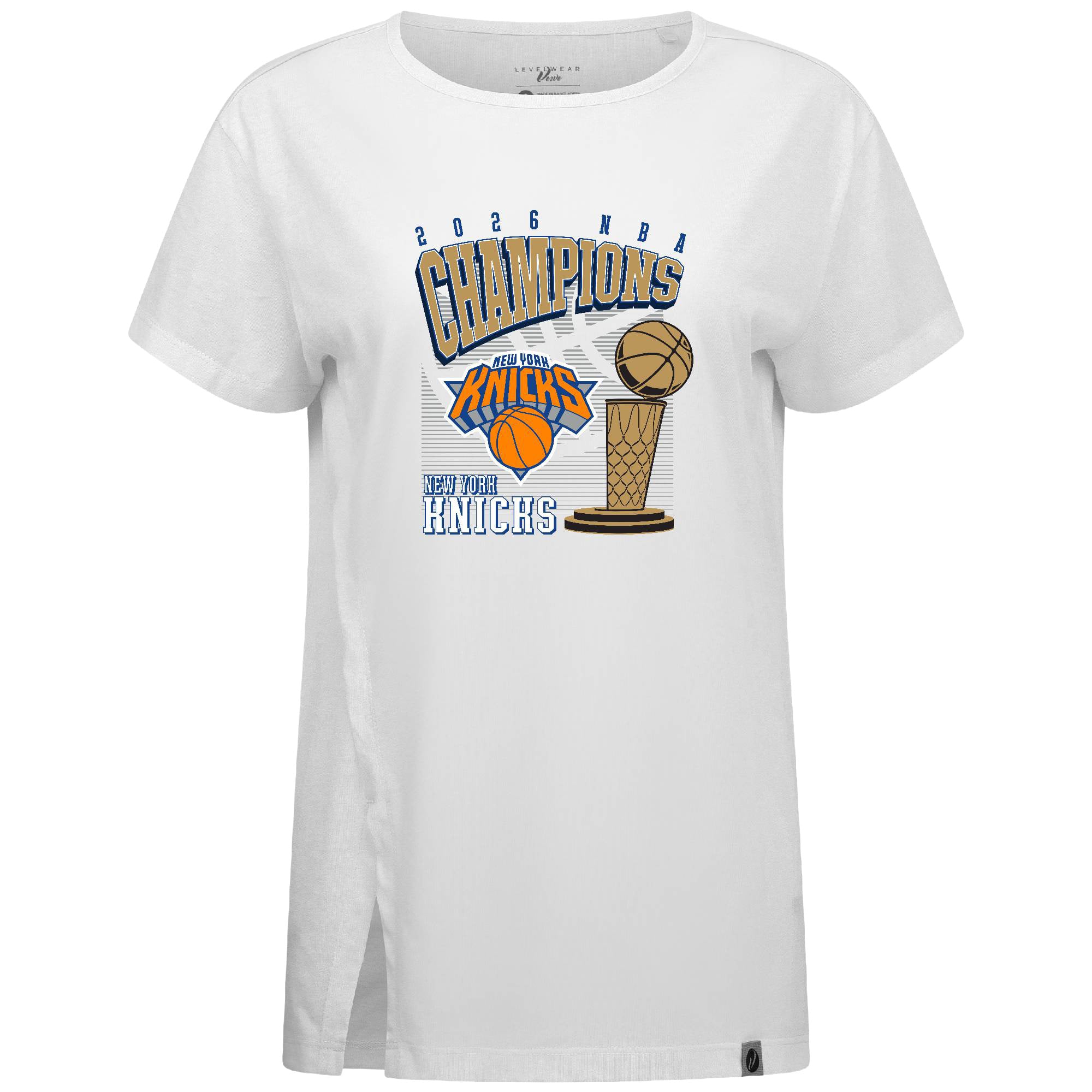 Women's Levelwear White New York Knicks 2026 NBA Finals Champions Influx T-Shirt