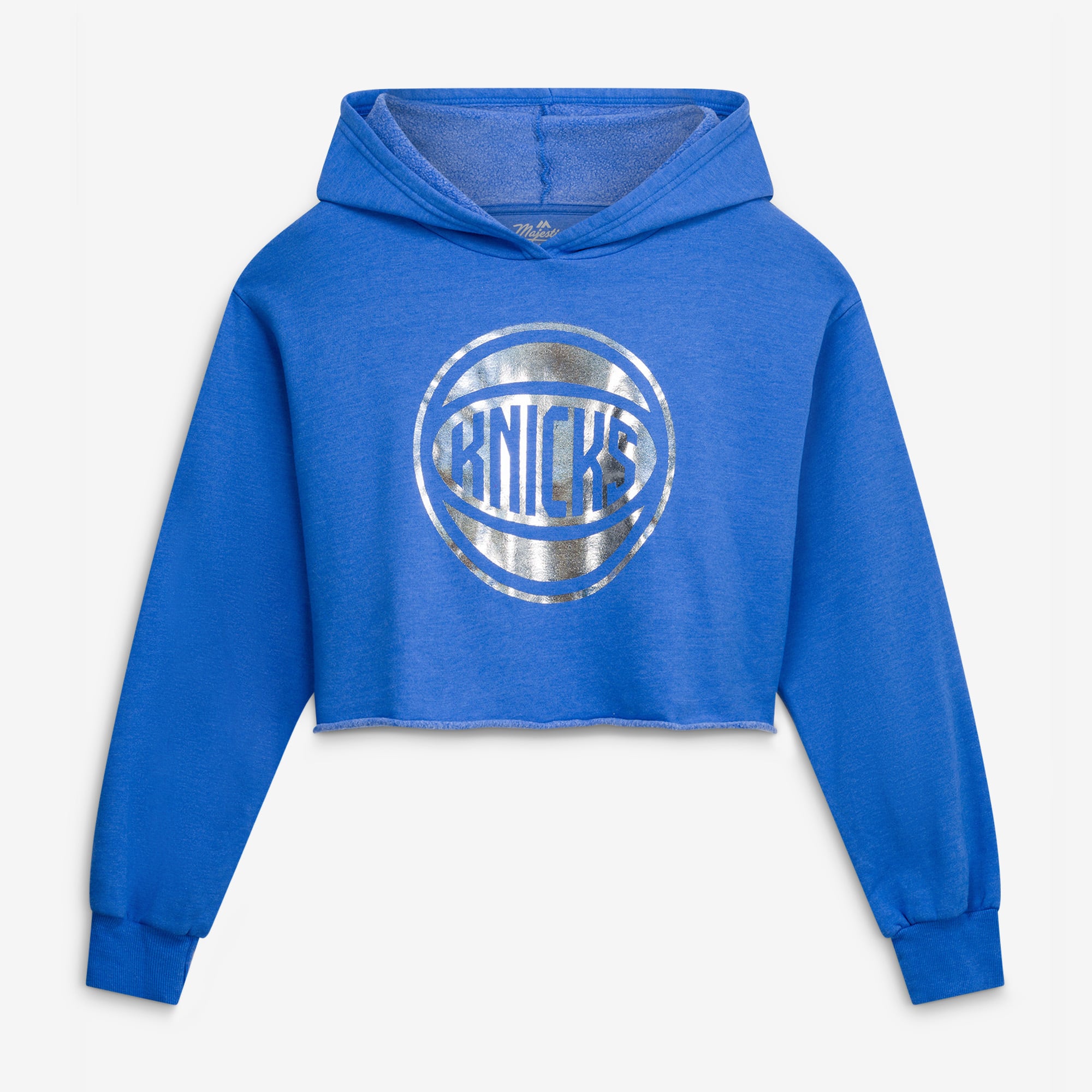 Sweat à capuche court en mélange de coton Majestic Threads Royal New York Knicks pour femme